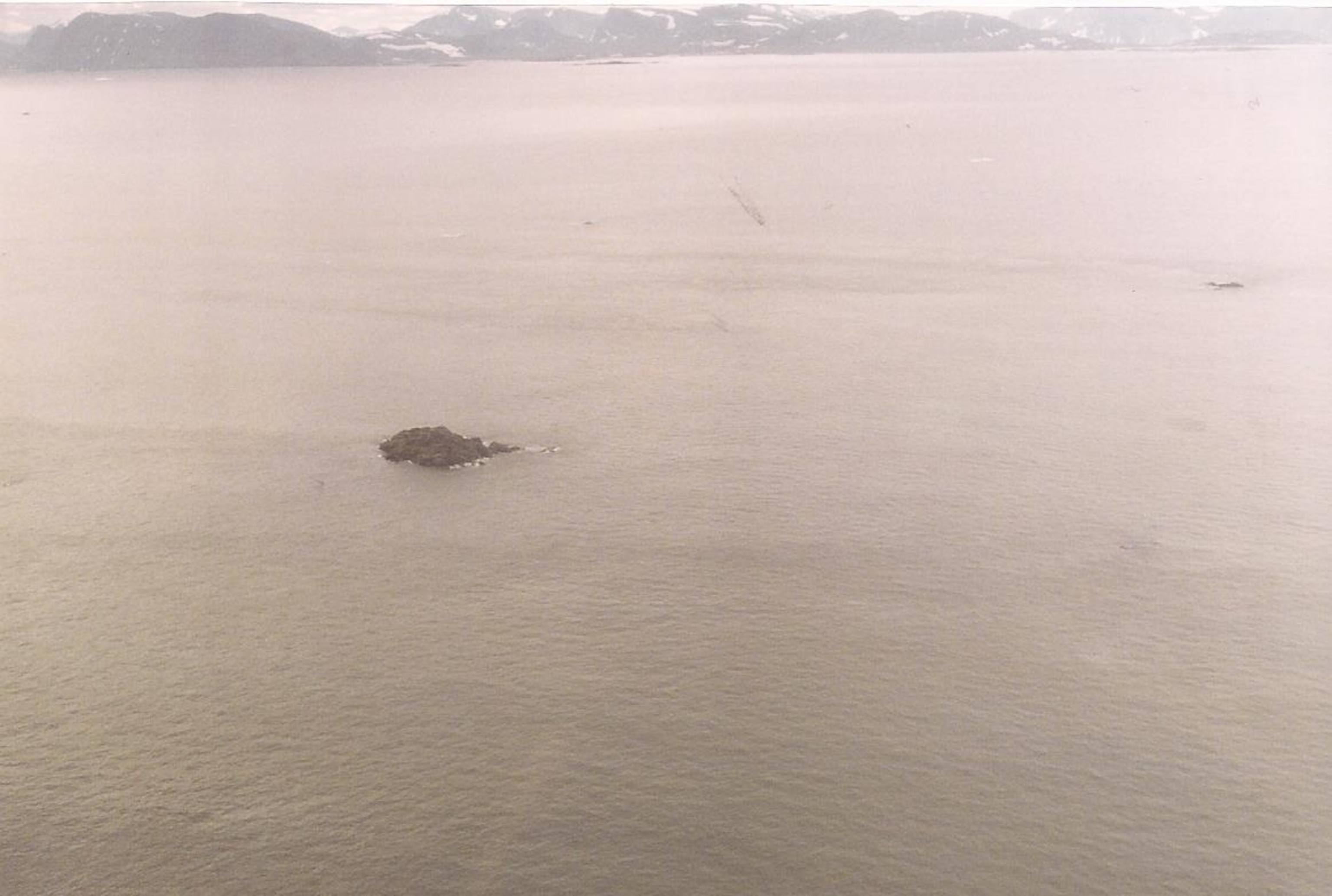 Picture of Landsat island photographed from a helicopter.