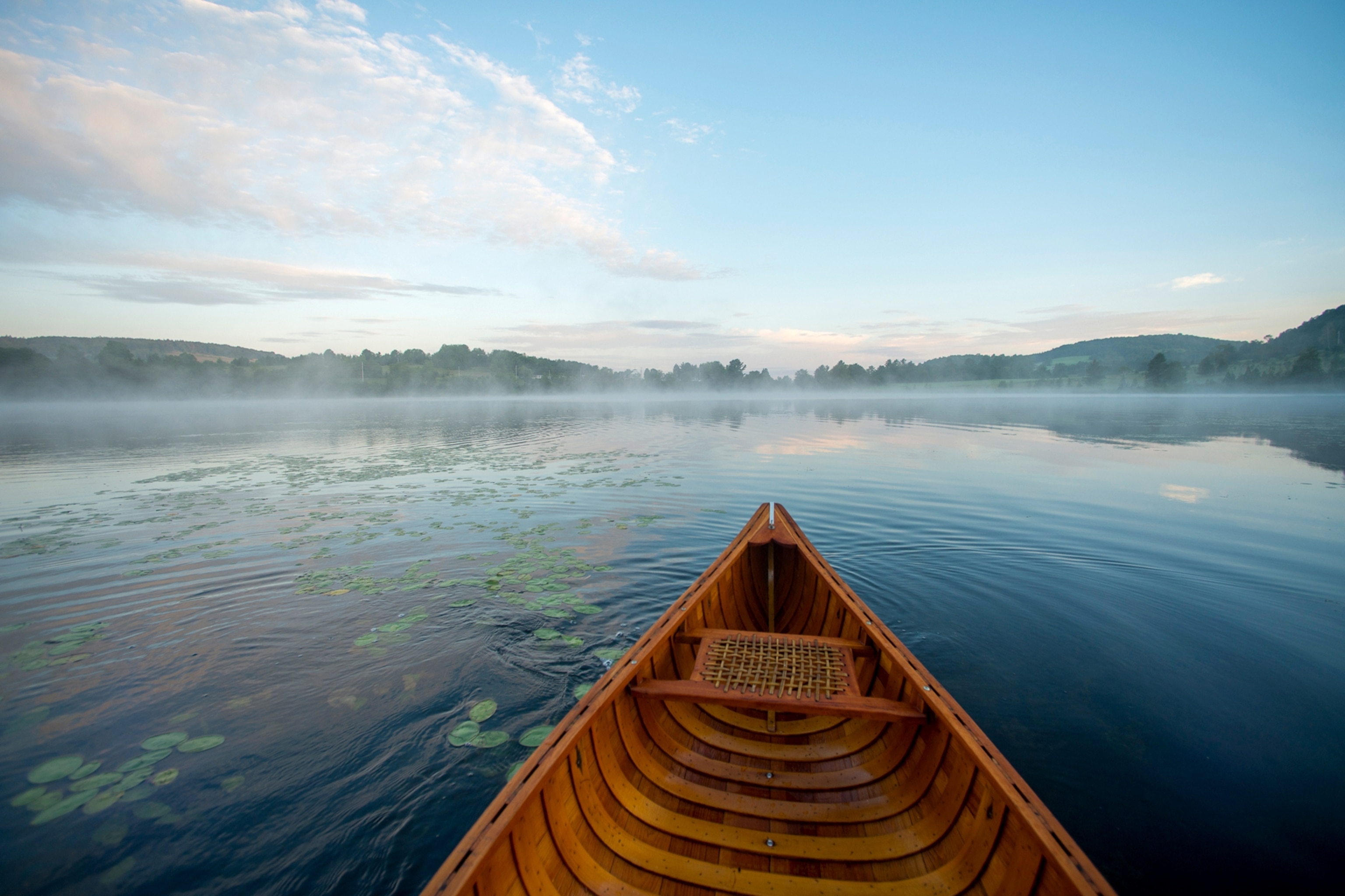 a canoe on a lake in Vermont