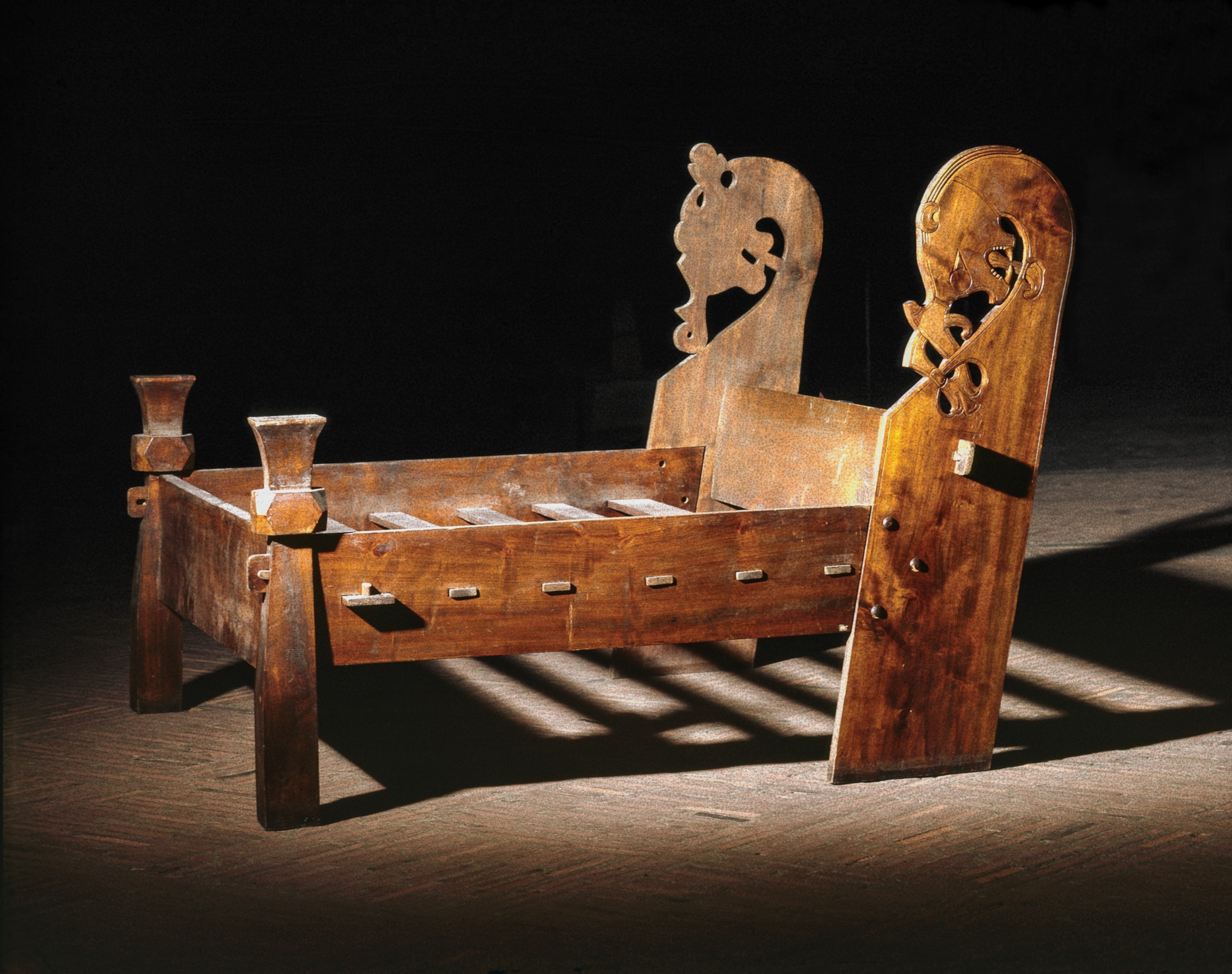 The women were also buried with six beds, one of which was replicated and is shown here.