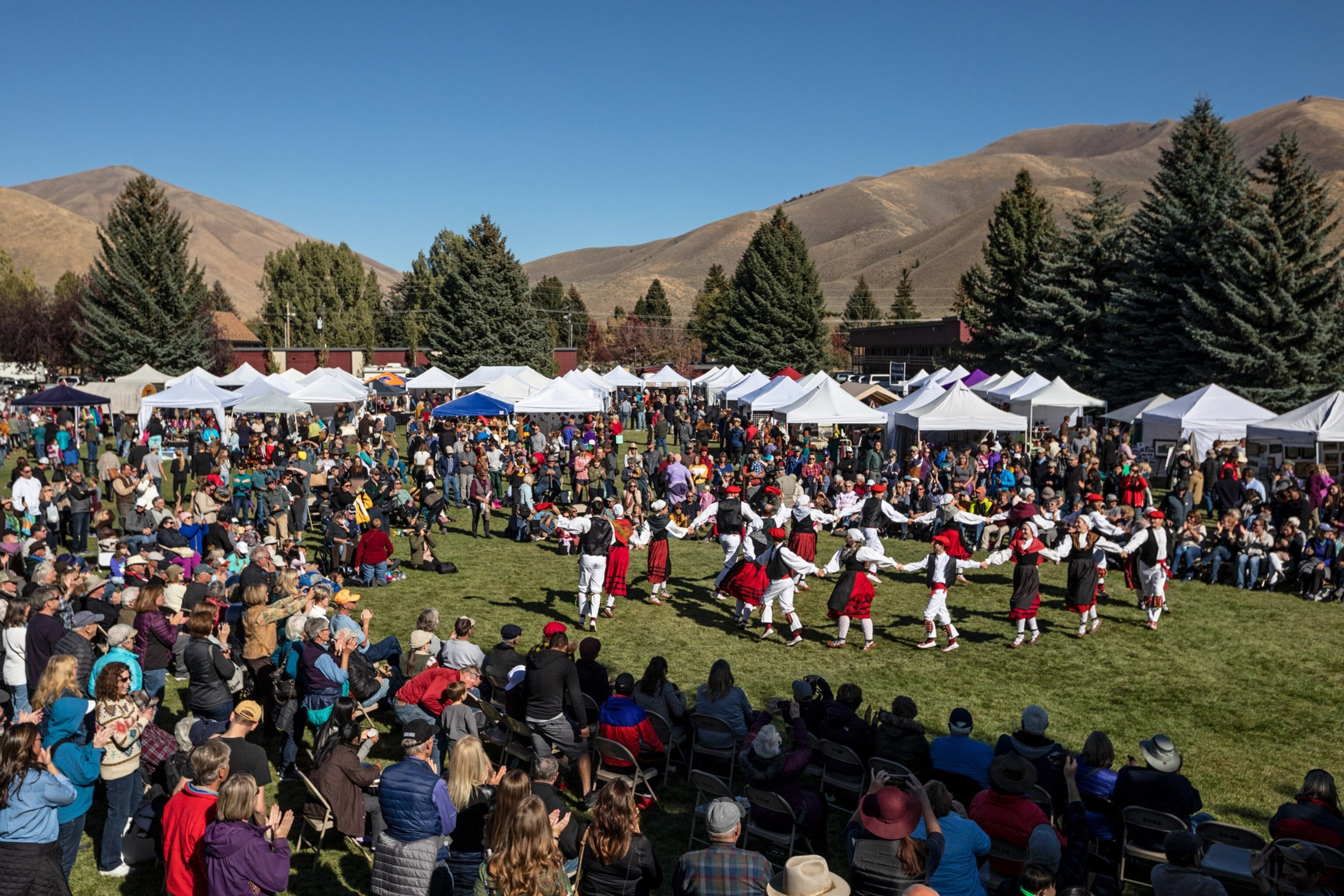 The Oinkari Basque dancers of Boise, Idaho performing