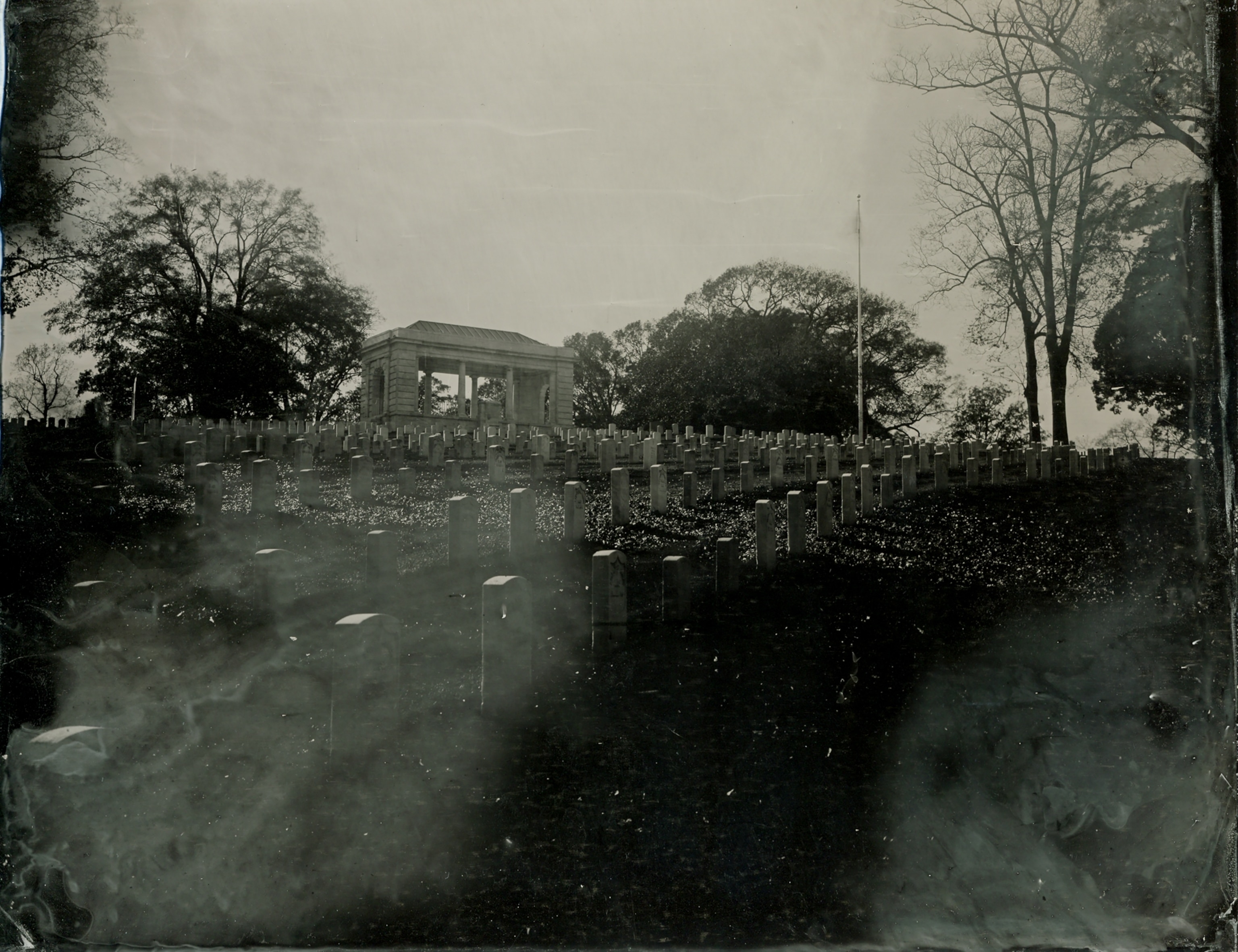 Wide view of a cemetery