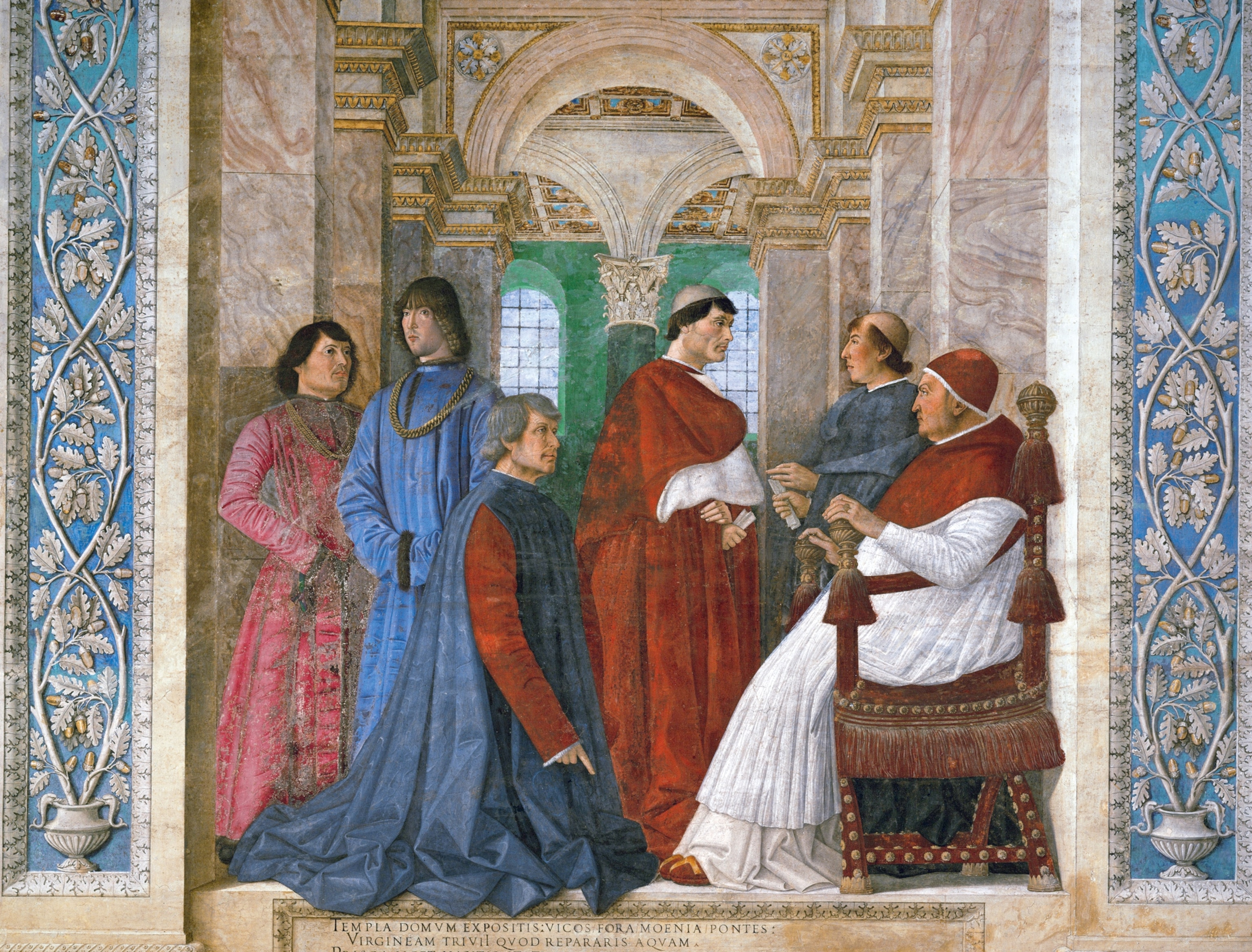 a painting of Girolamo Riario and Pope Sixtus IV