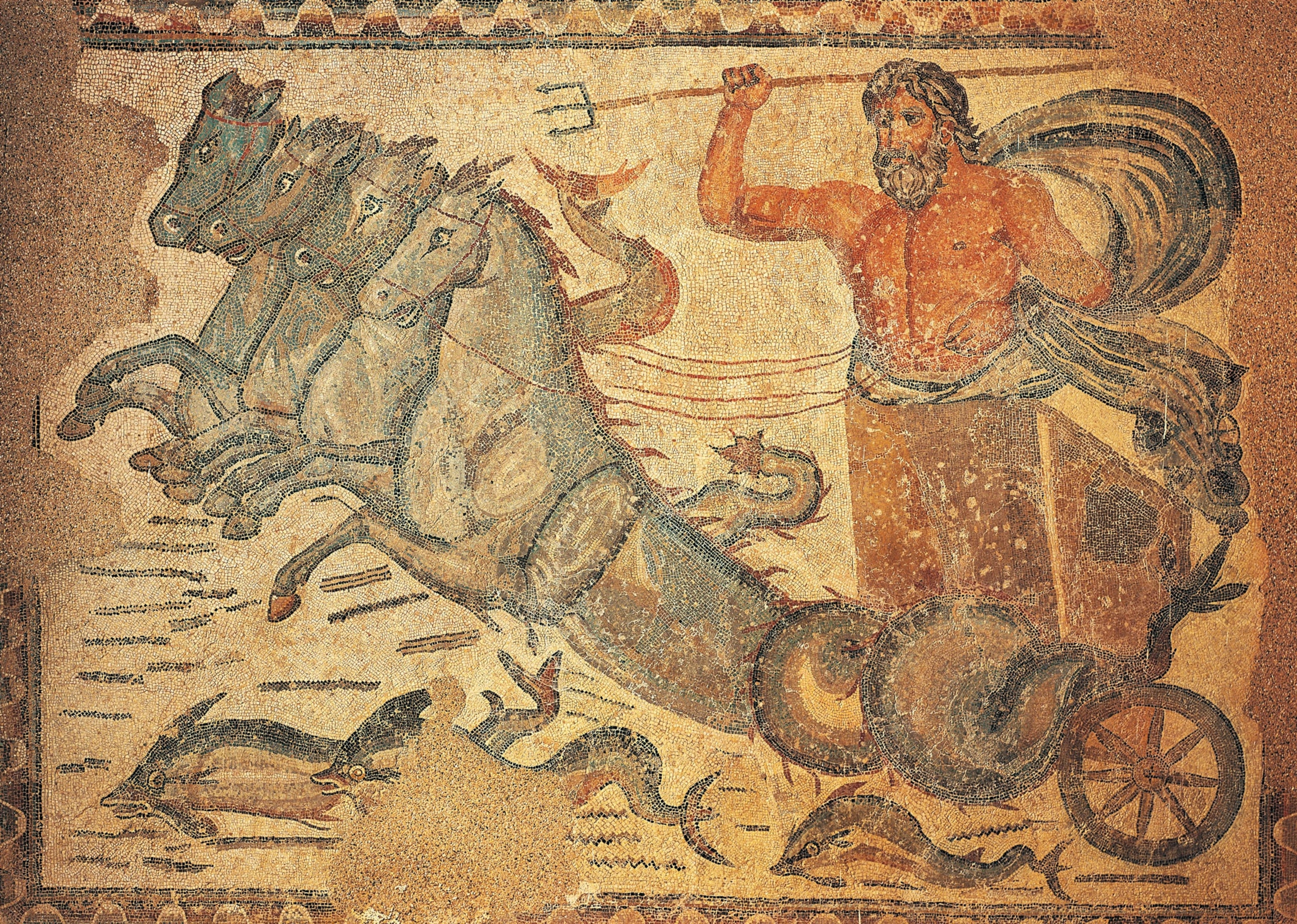 a mosaic of the Roman god of the sea, Neptune