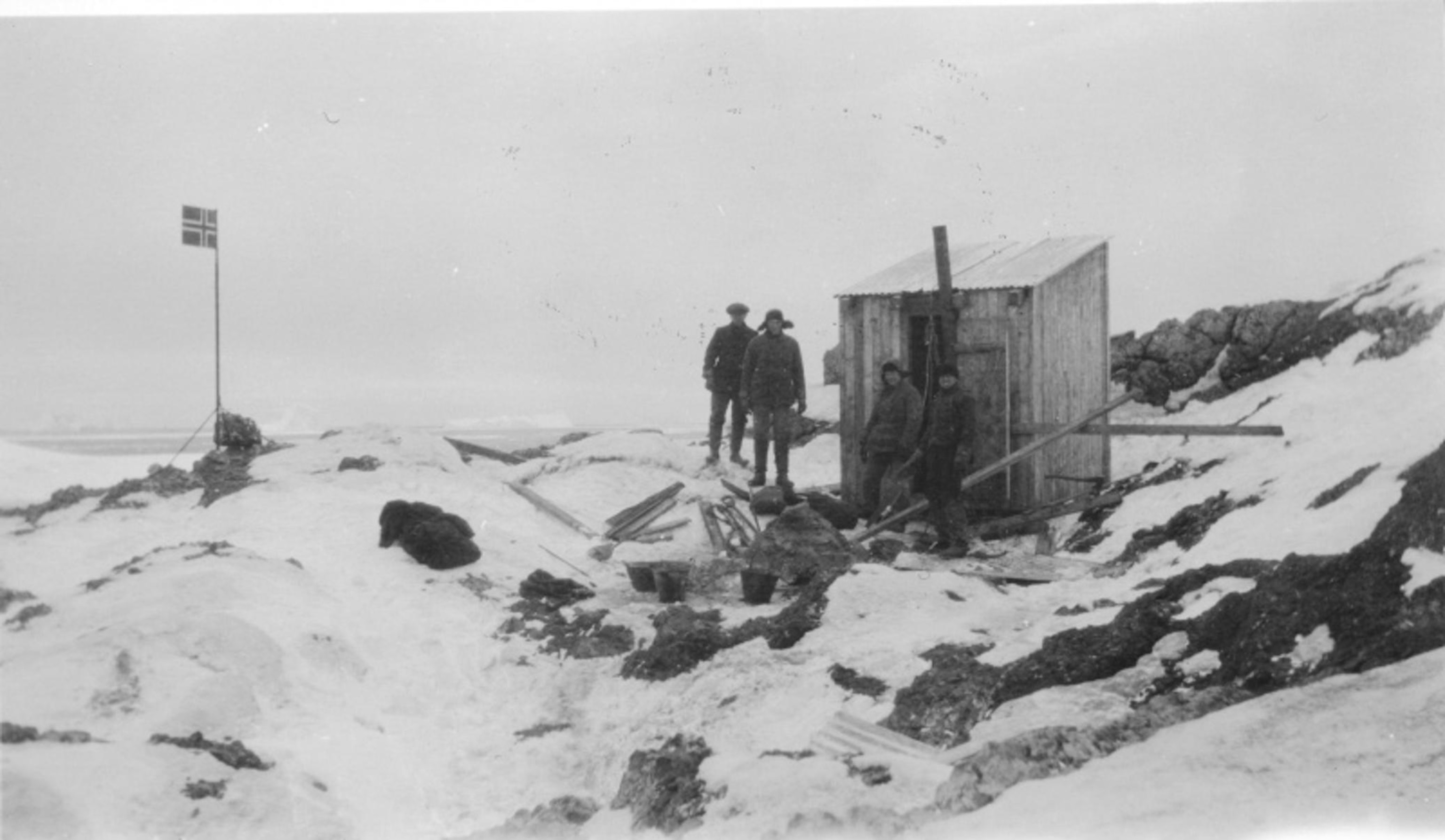 an archival image of a refuge hut on Cape Circoncision on Bouvet Island