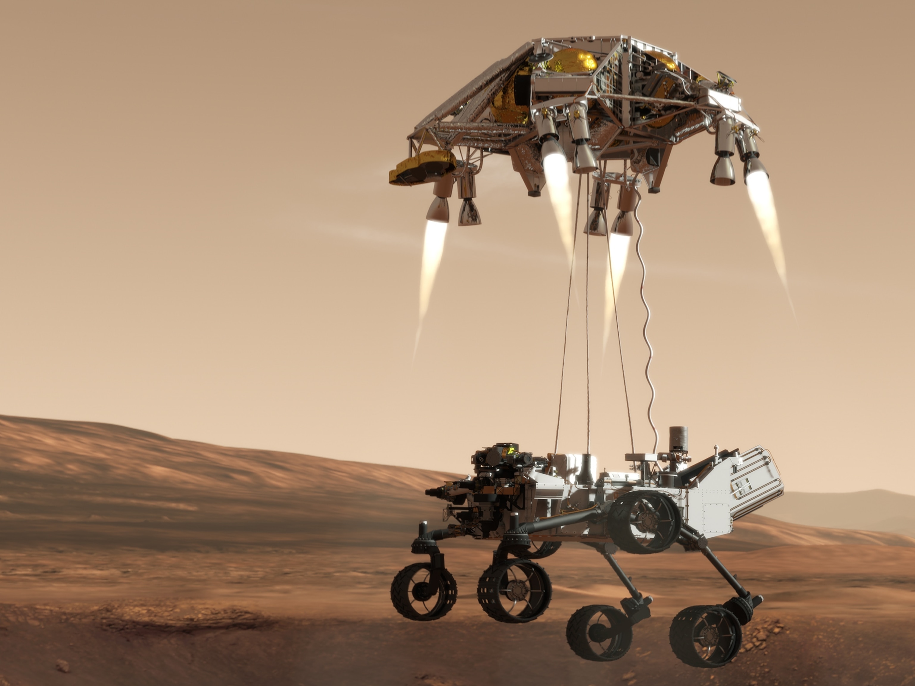 Mars rover landing picture: sky crane drops NASA's Curiosity (Mars Science Laboratory)