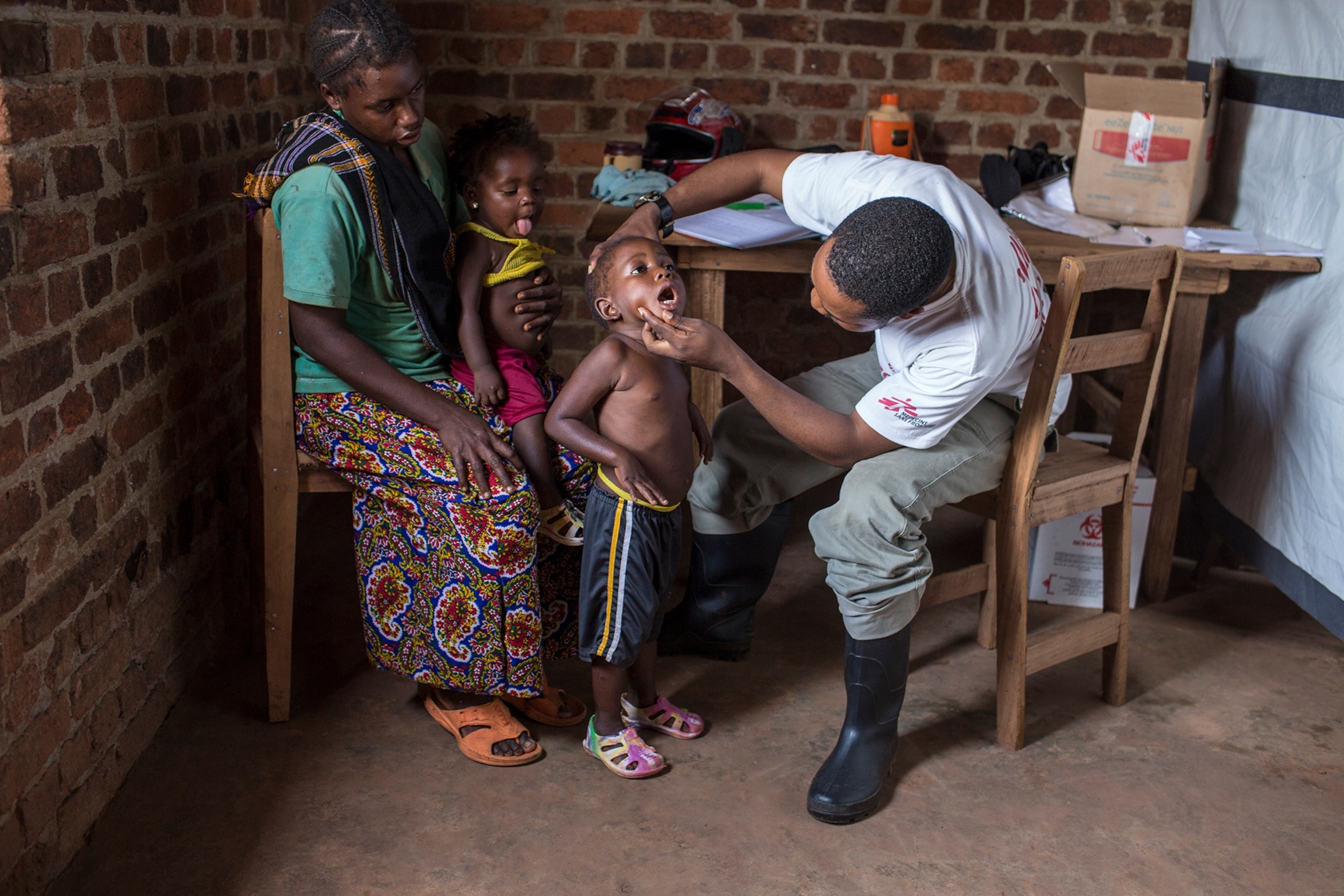 a boy with measles.