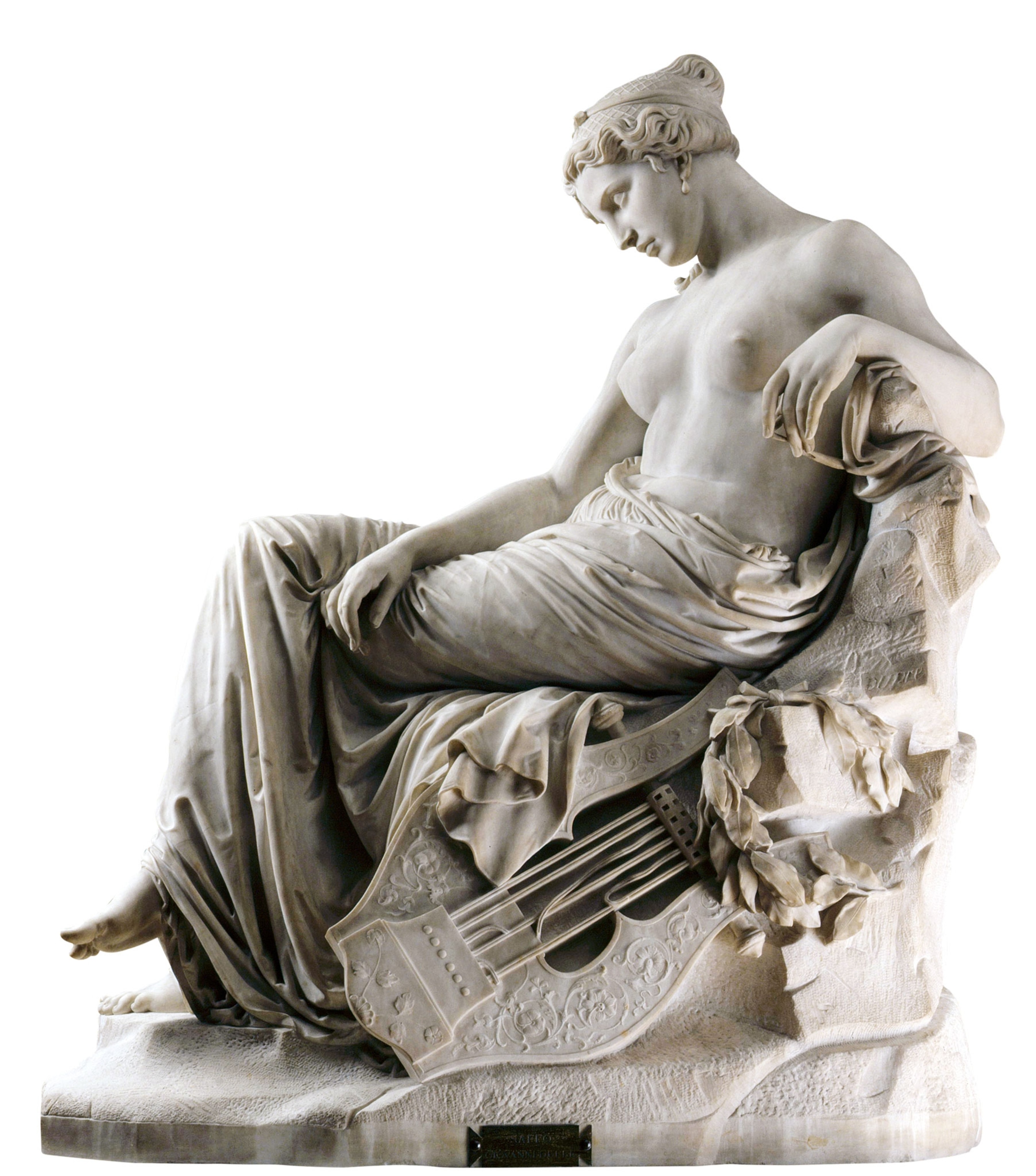 a marble sculpture of the Greek poet Sappho