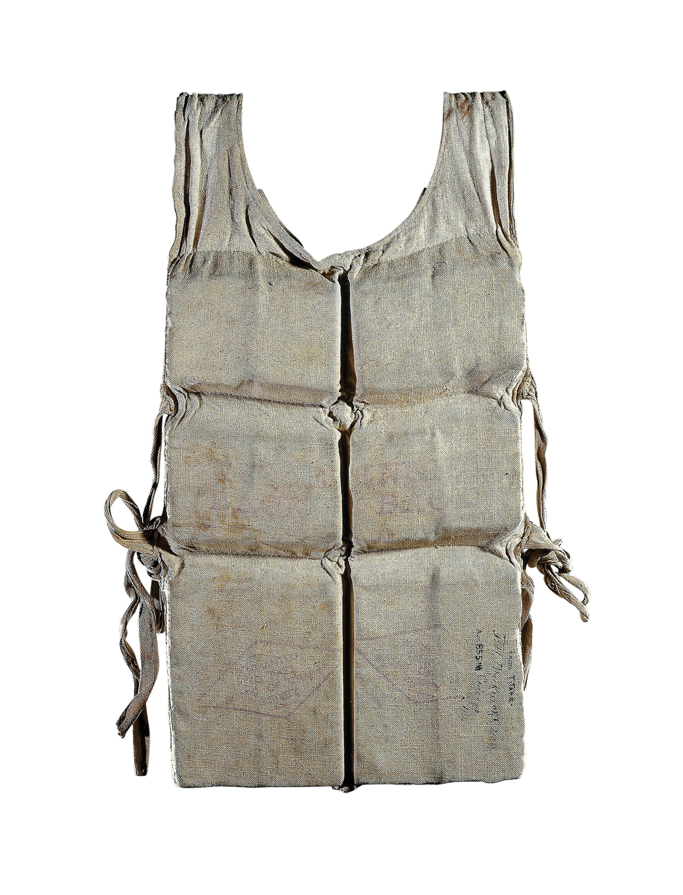 A life vest from the Titanic, retrieved from the water by a passenger aboard the Carpathia.