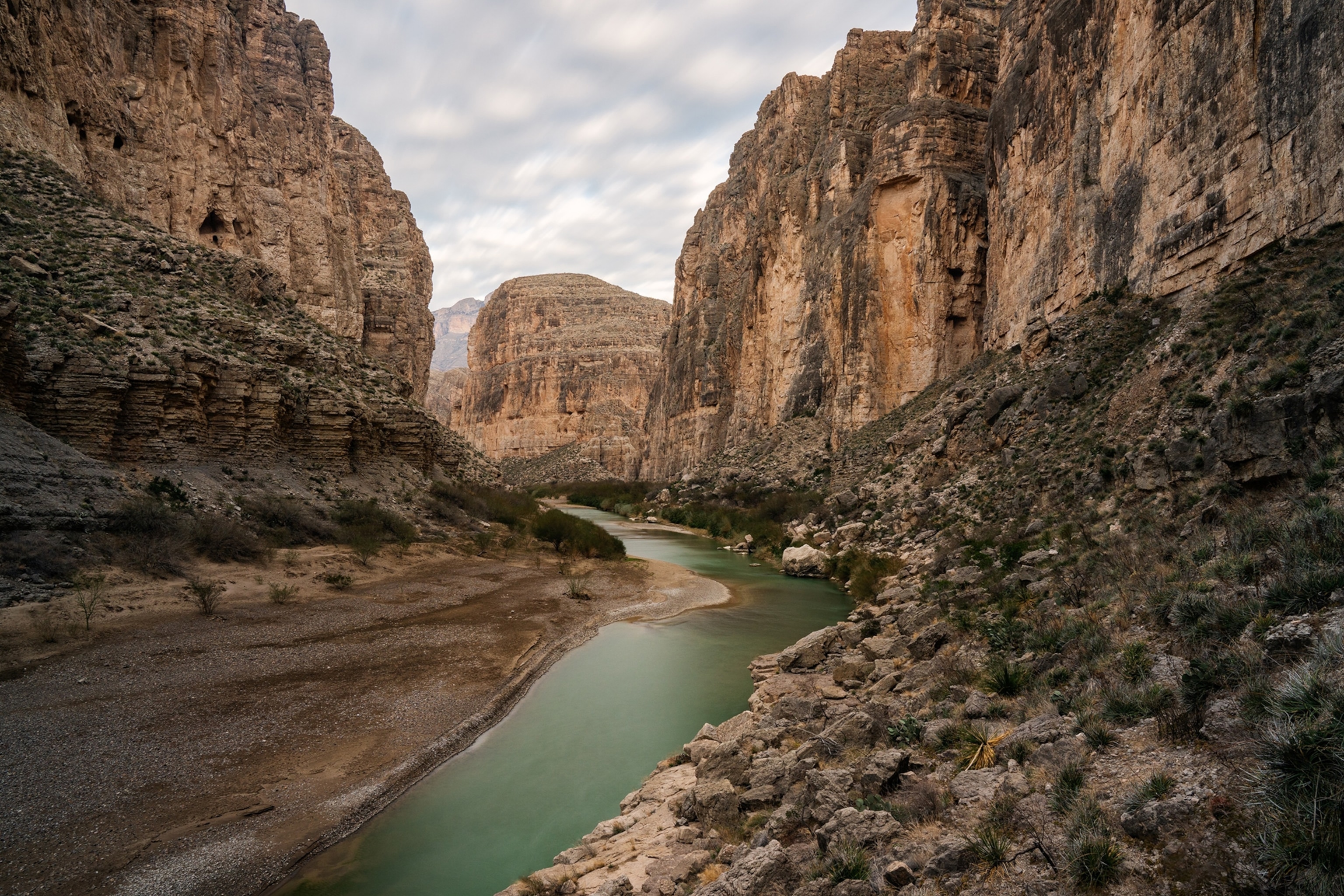 A river snakes through Boquillas Canyon near the Texas-Mexico border.