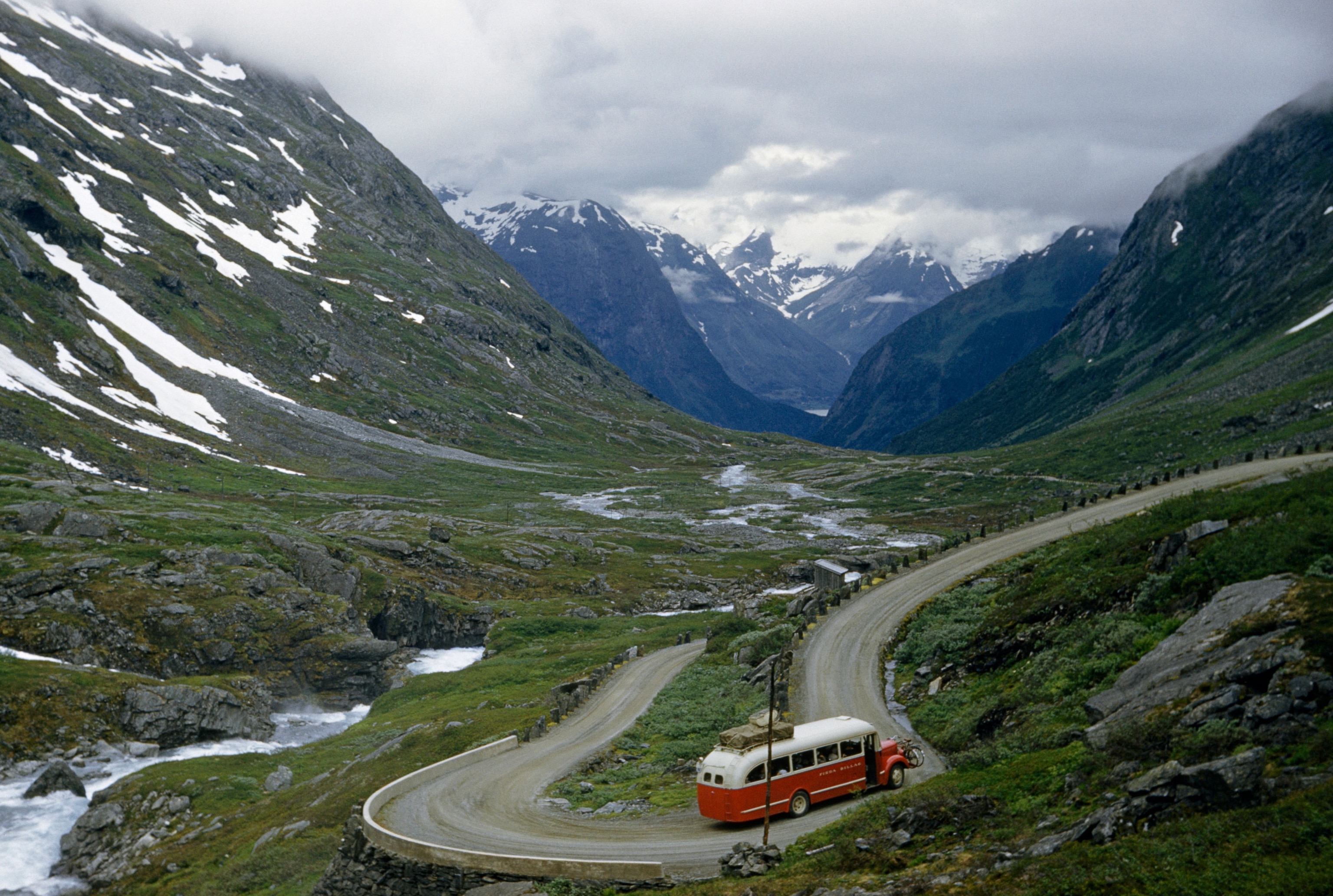 a bus in the mountains of Norway
