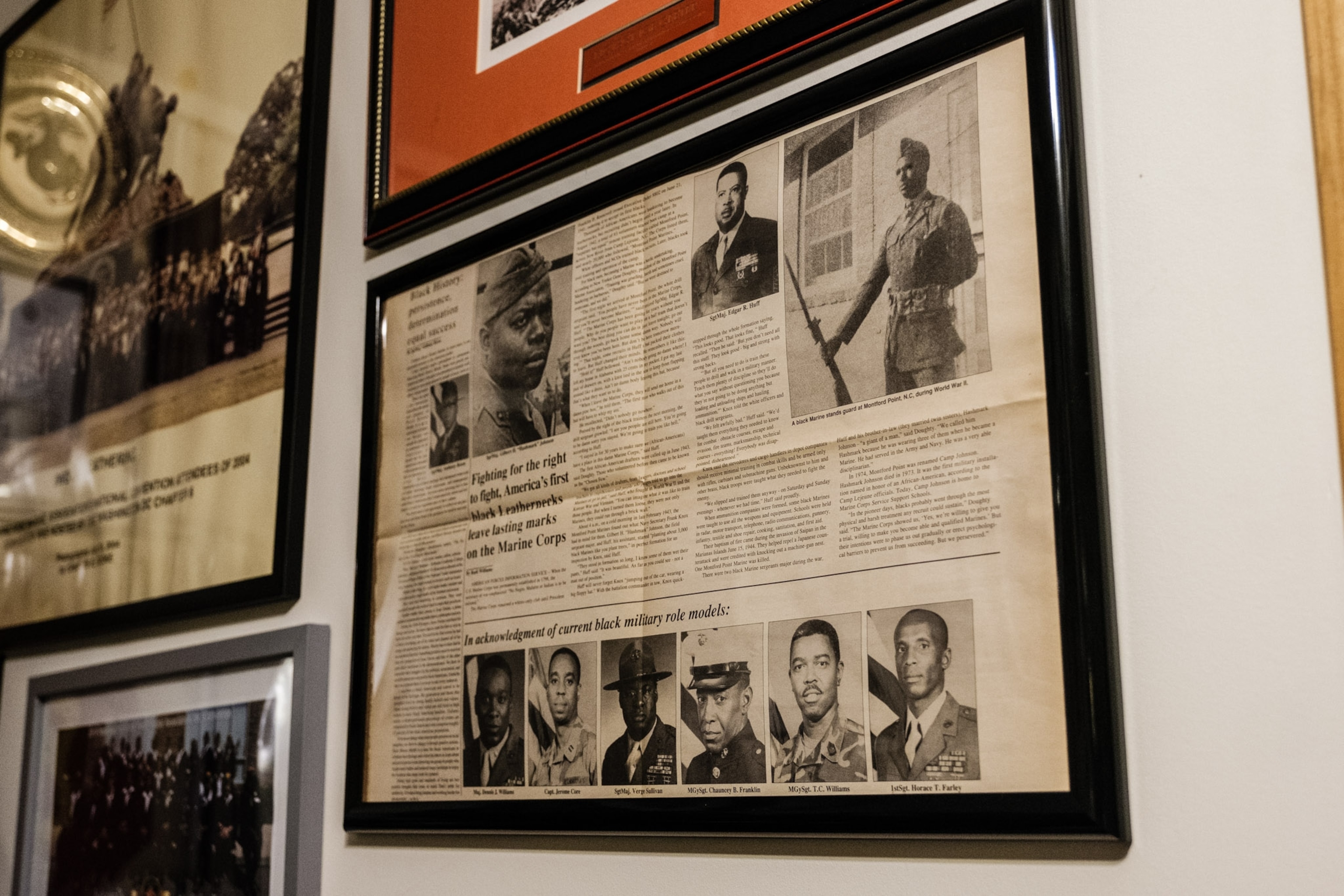 A newspaper clipping of the Montford Point Marines.