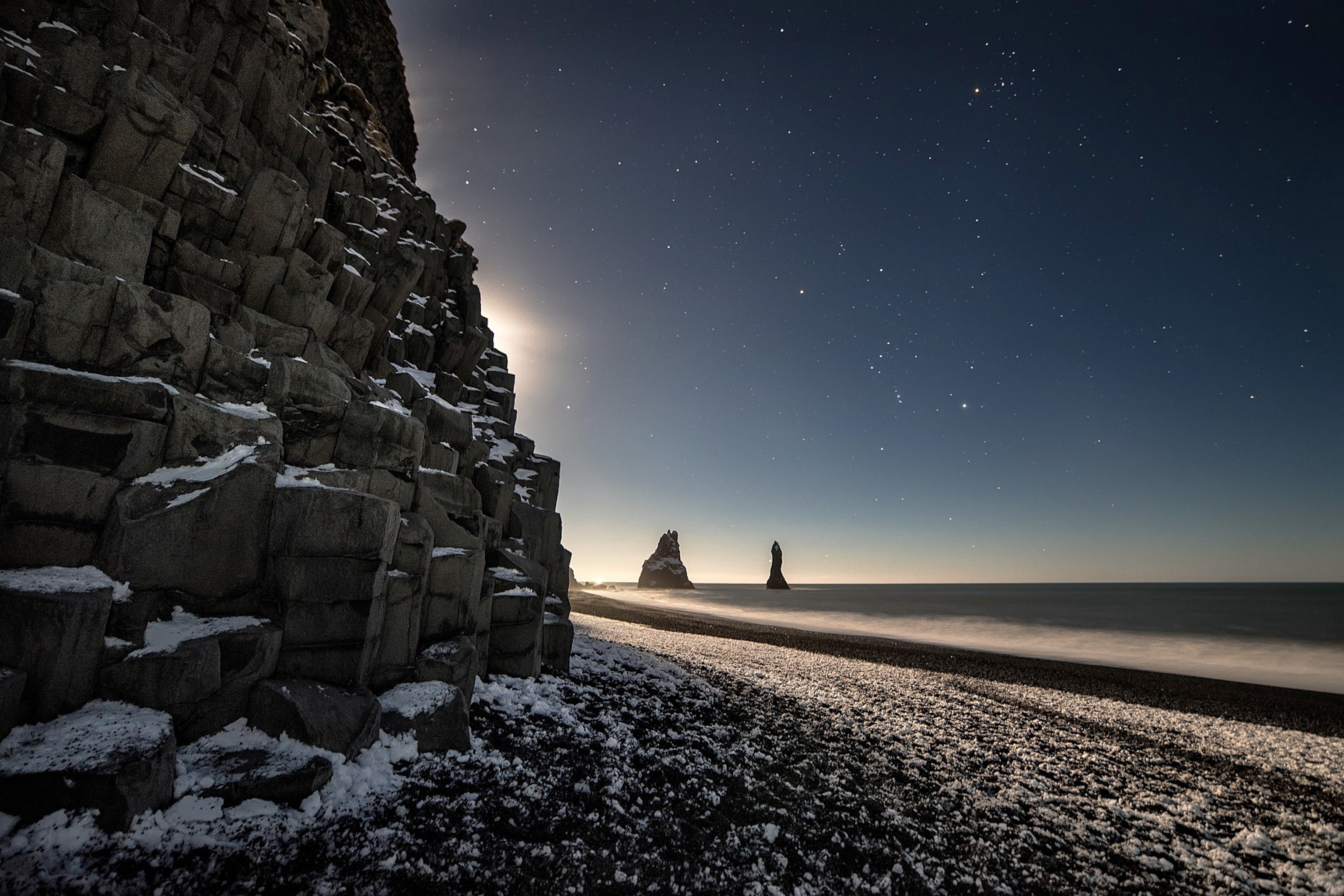 nightscape in Reynisfjara Beach, Vik, Iceland