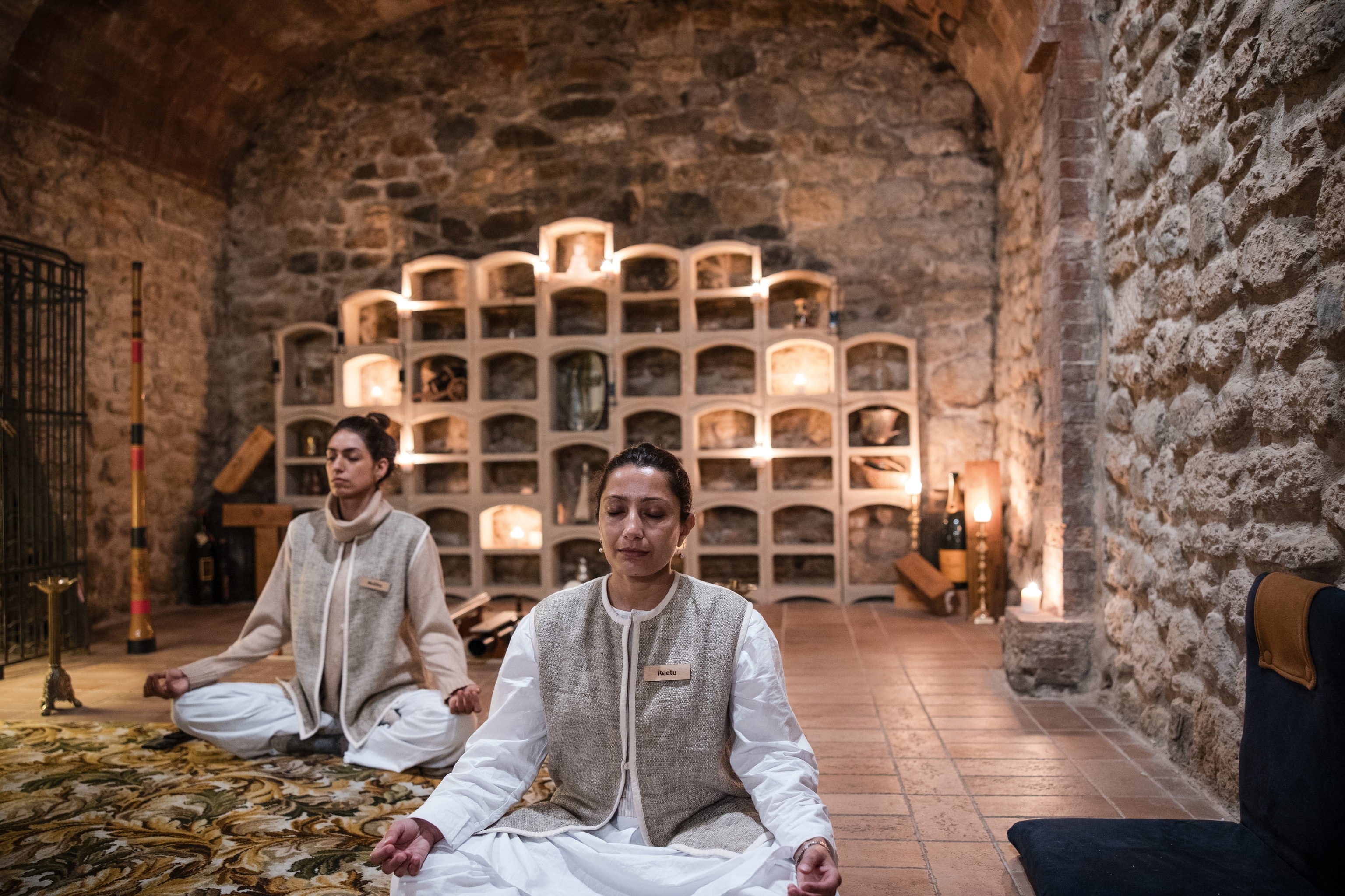People meditating