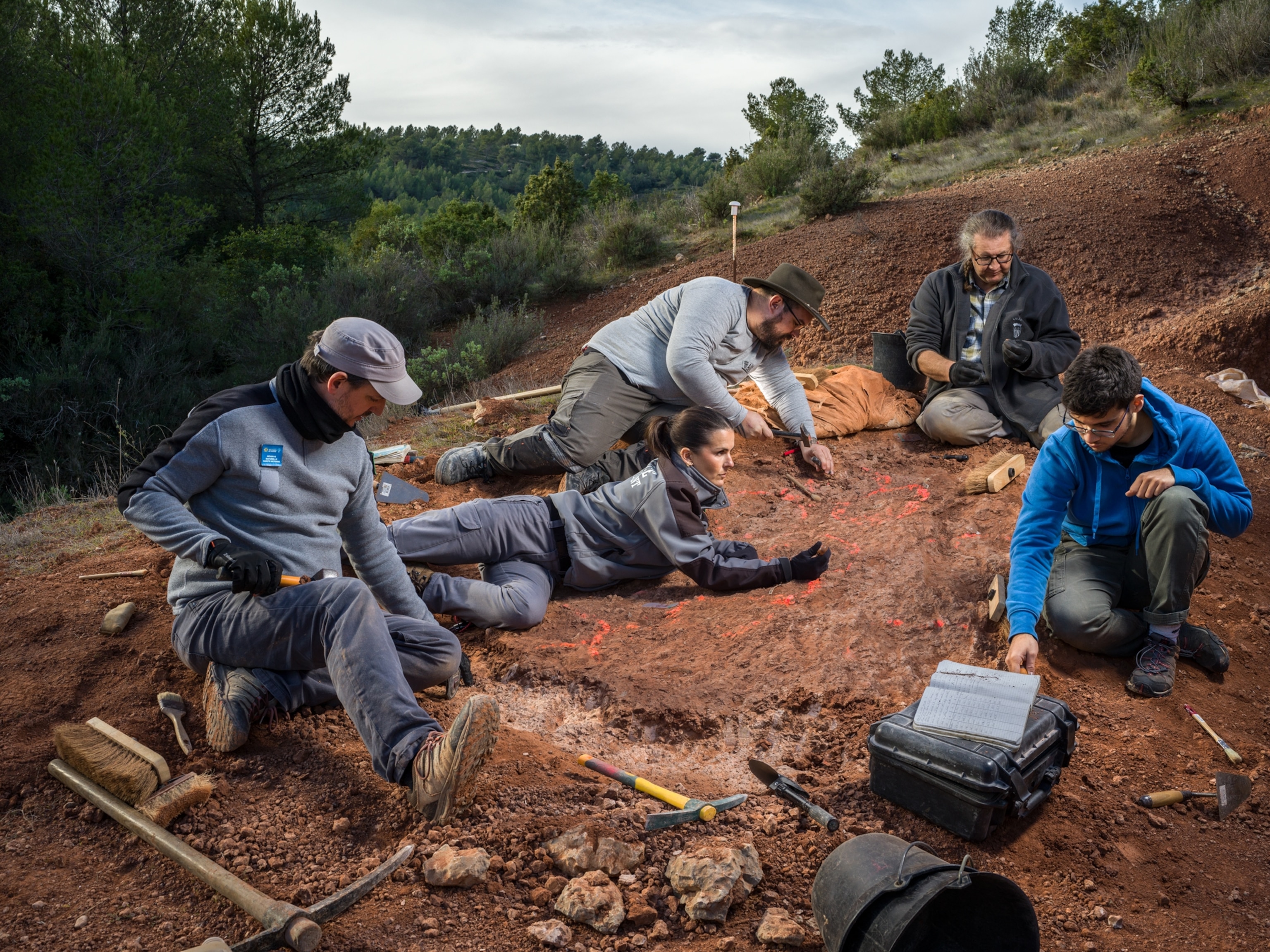 Scientific excavation site in the Sainte-Victoire National Nature Reserve.