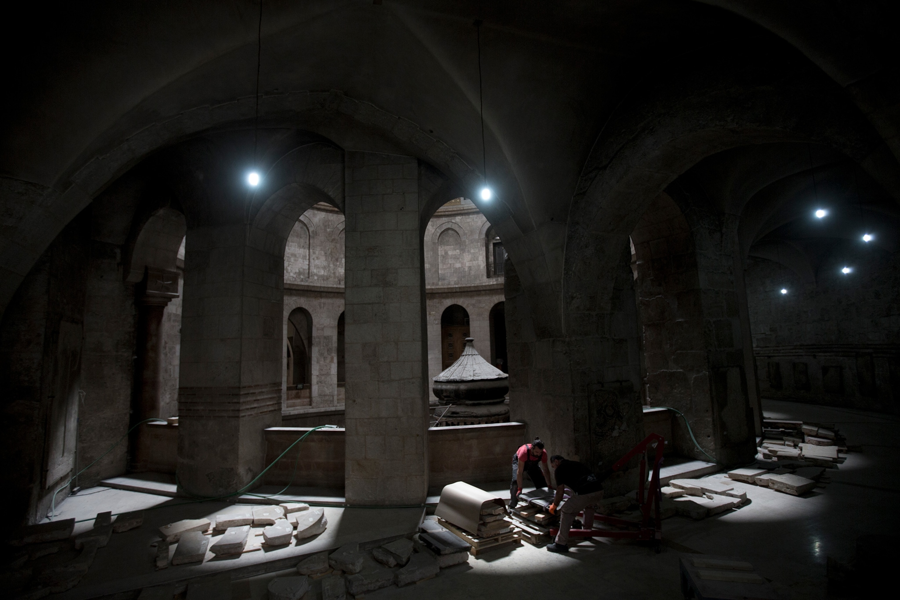 slab coverings inside church