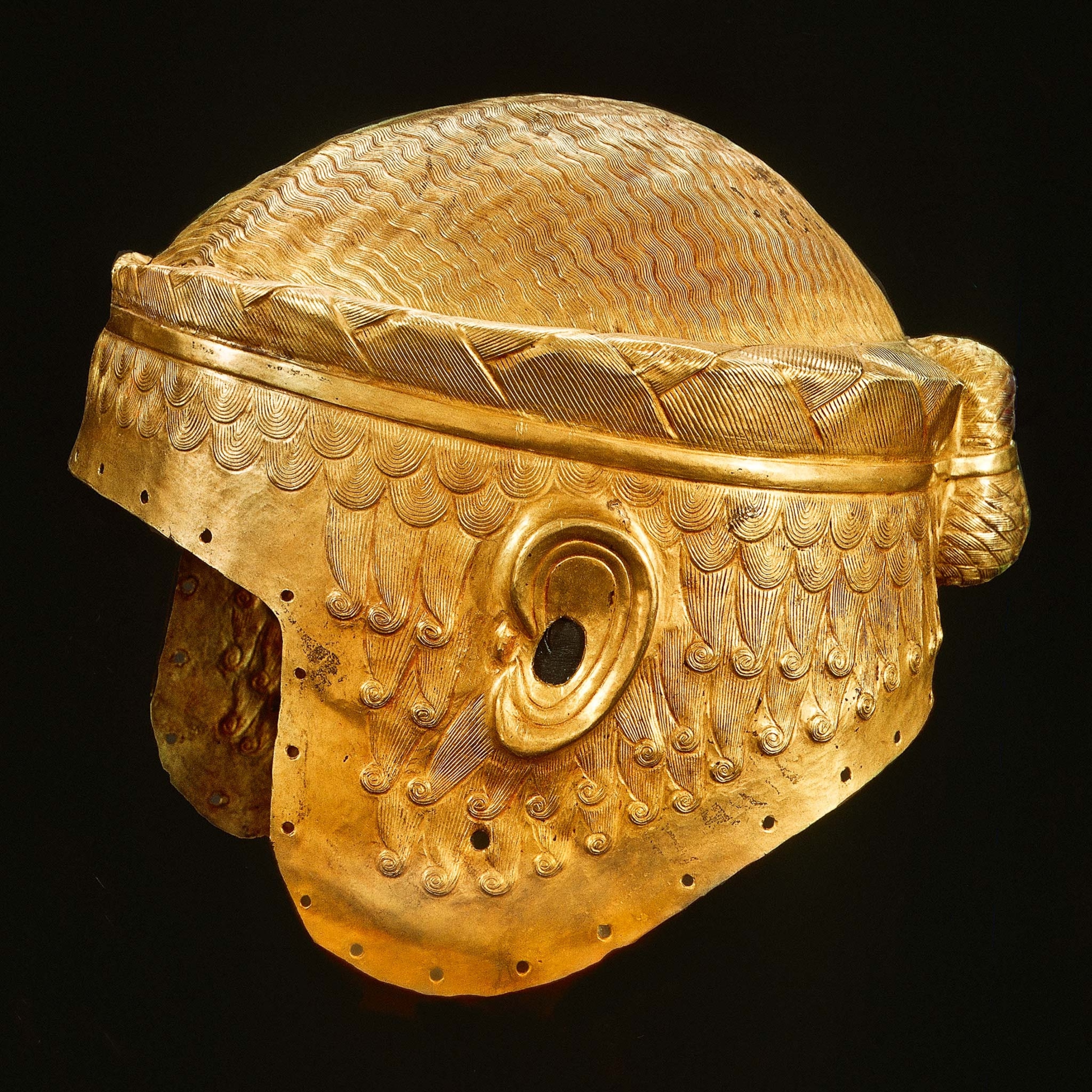 The golden helmet of Meskalamdug, an early ruler of Sumer, from circa 2450 B.C.