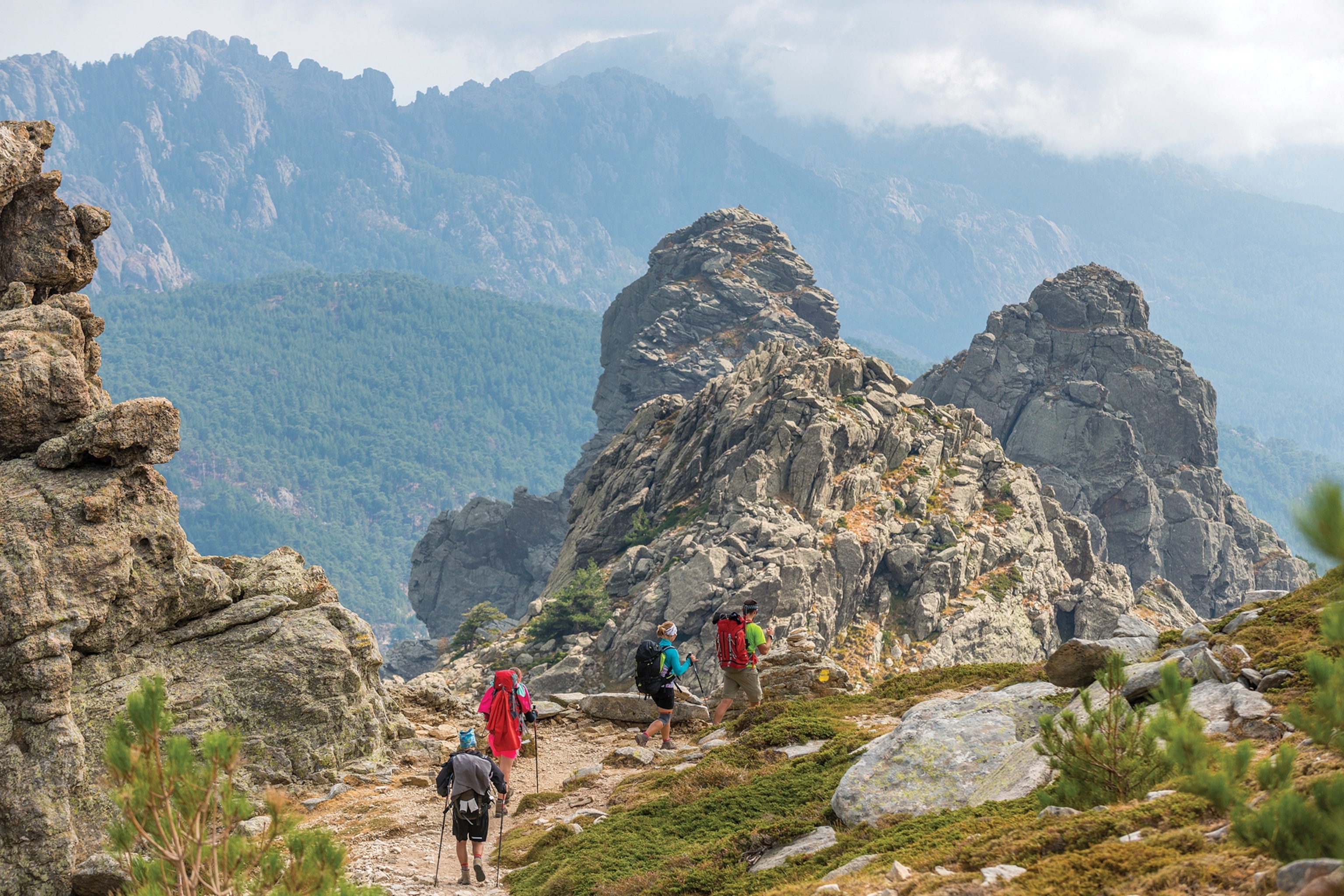 Hikers walking in the mountain