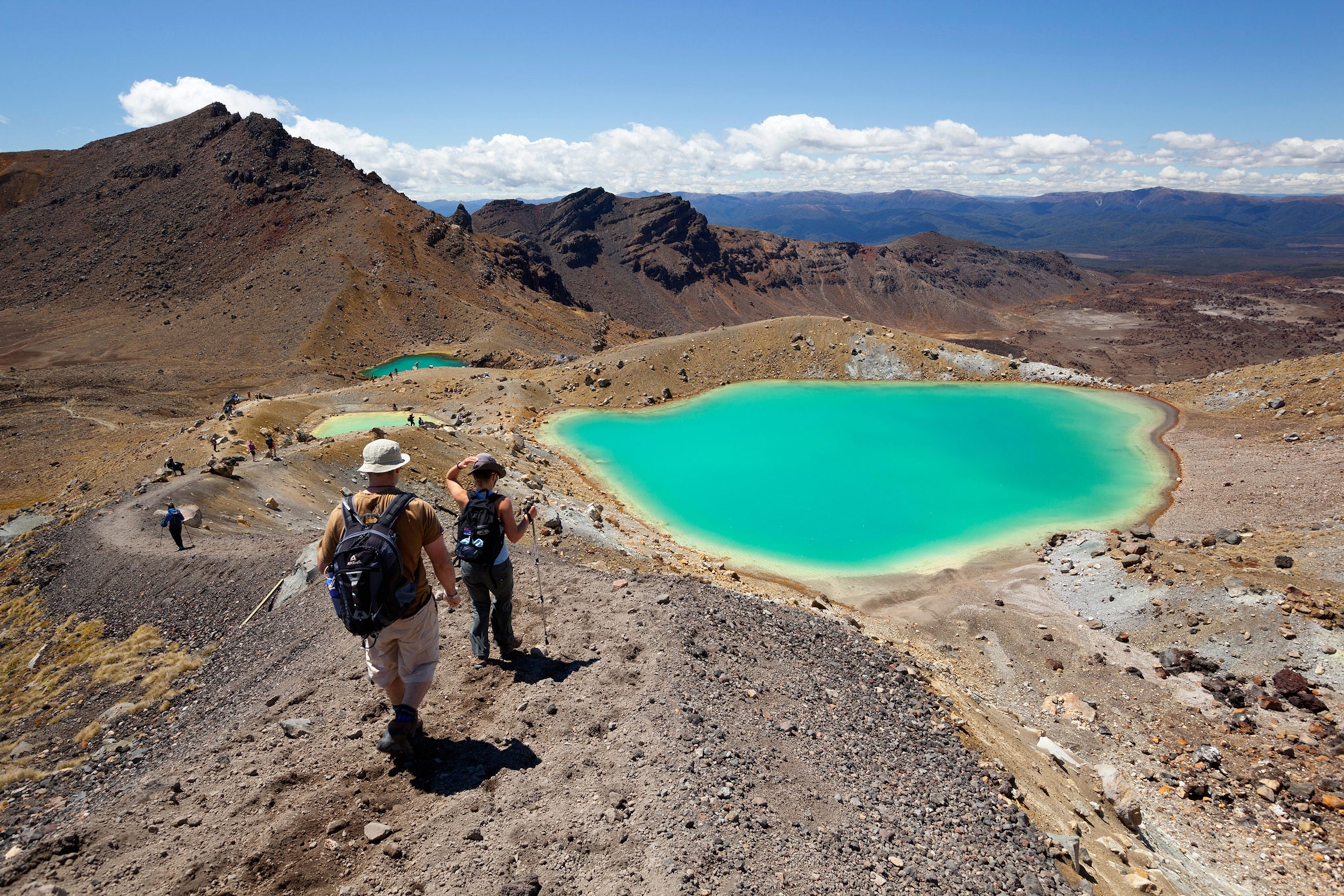 hikers near the Tongariro Alpine Crossing, Tongariro National Park, New Zealand