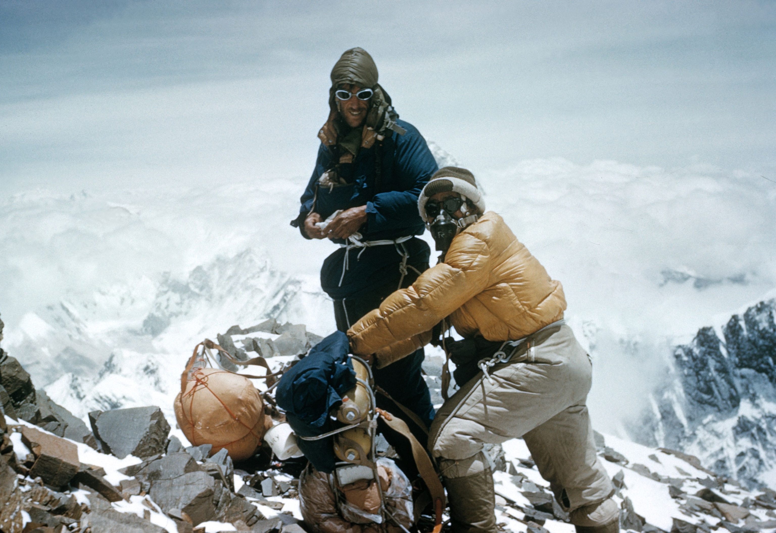 Edmund Hillary and Tenzing Norgay on Mount Everest
