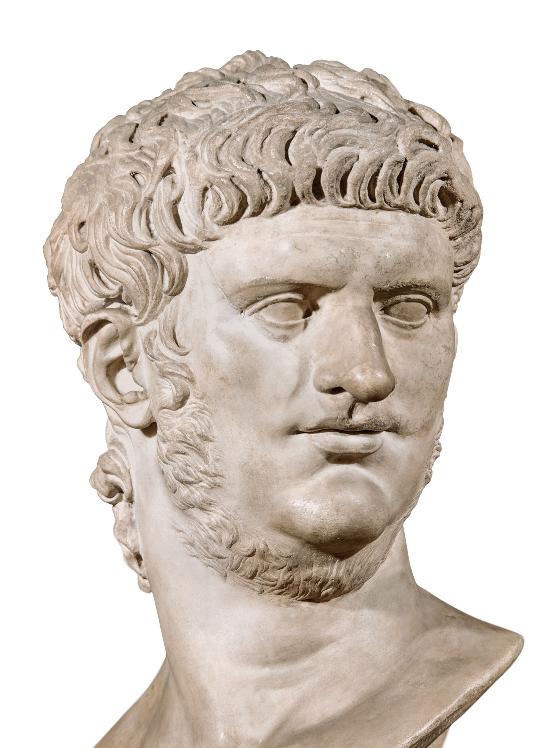 A white bust of a male head