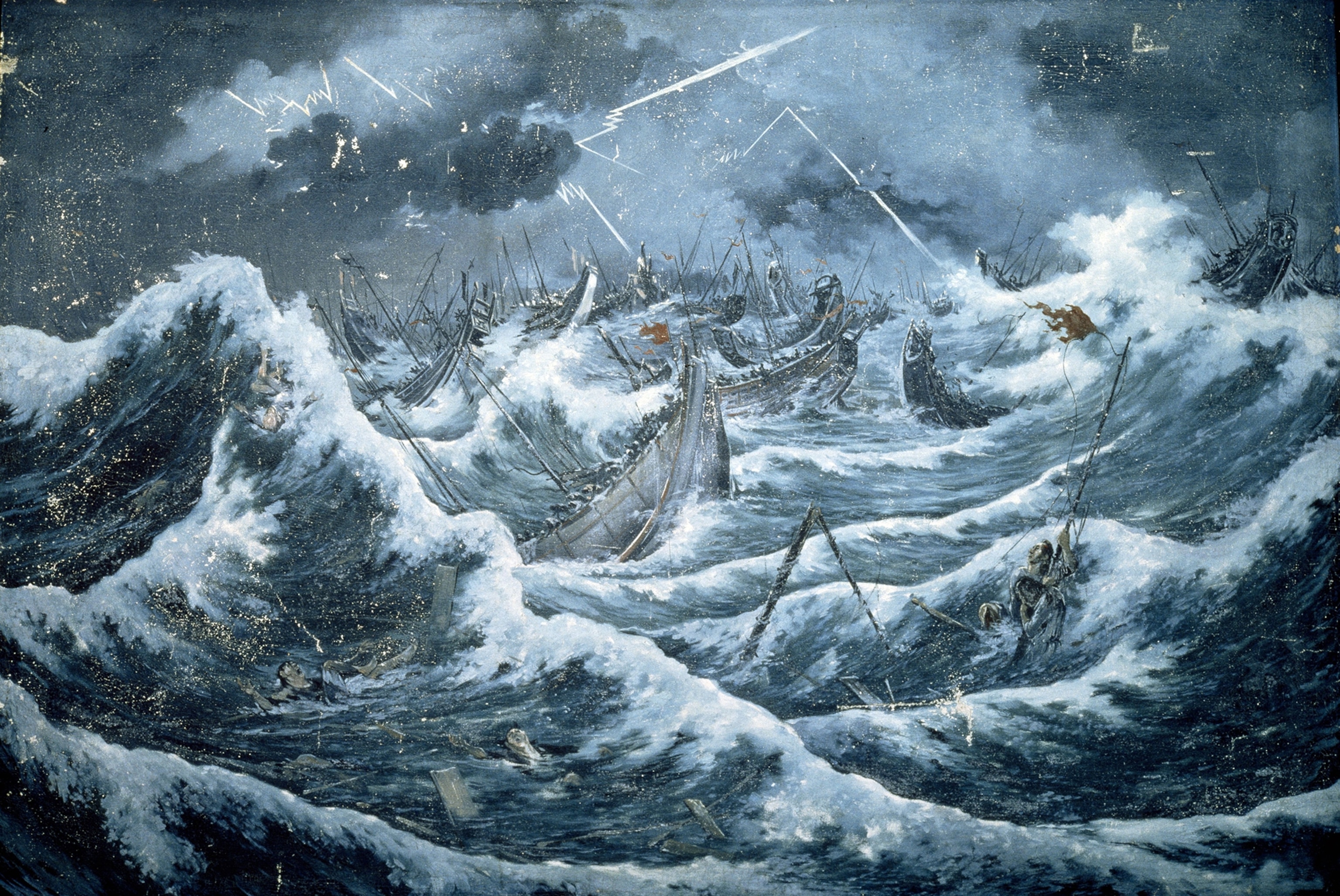 The 19th-century Japanese artist Issho Yada's recreation of the kamikaze or divine wind that prevented the Mongolian invasion of Japan in 1281.