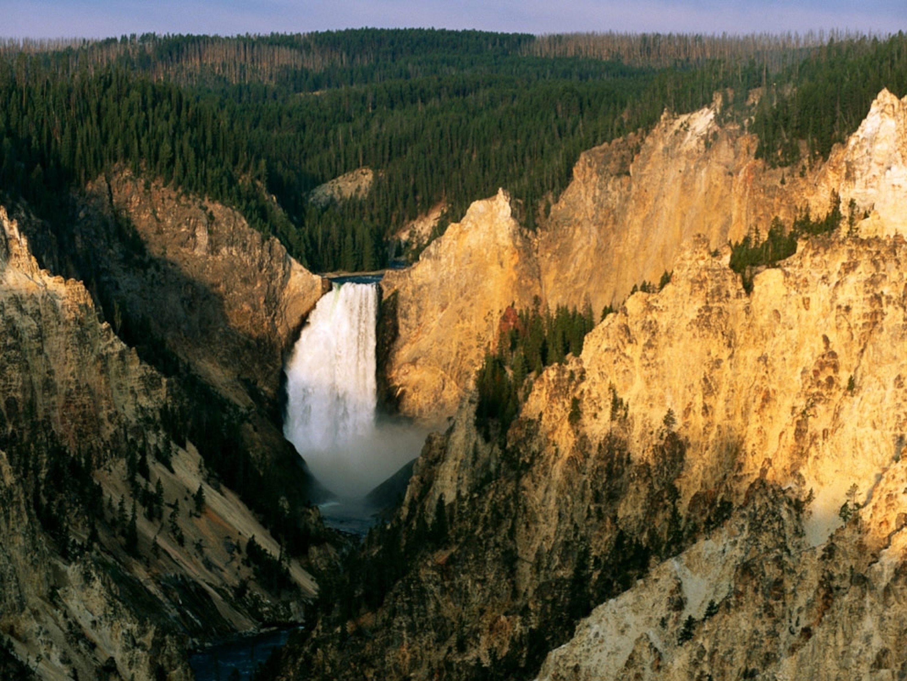 Waterfall cascading down cliffs