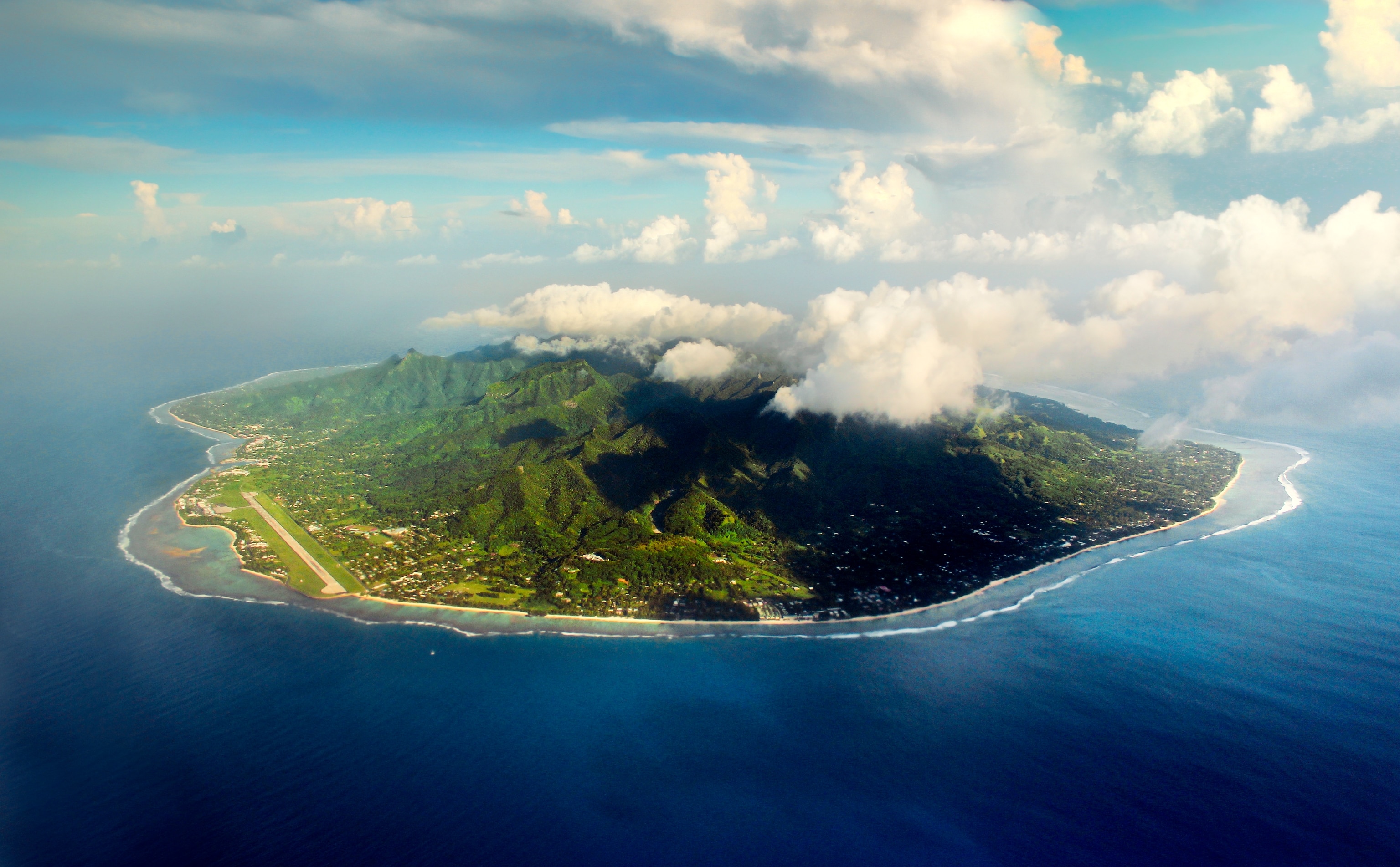 Aerial view of Rarotonga island.