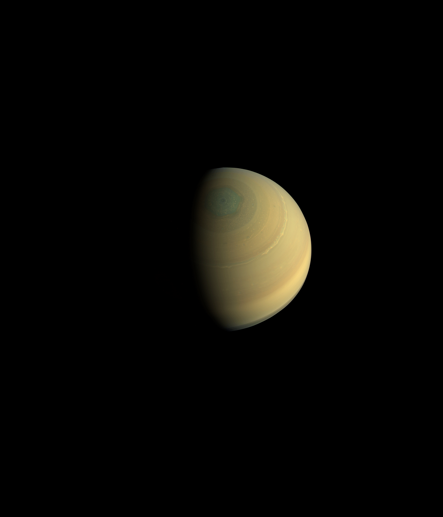 Gif of photo of Saturn with its rings dissolving in and out.