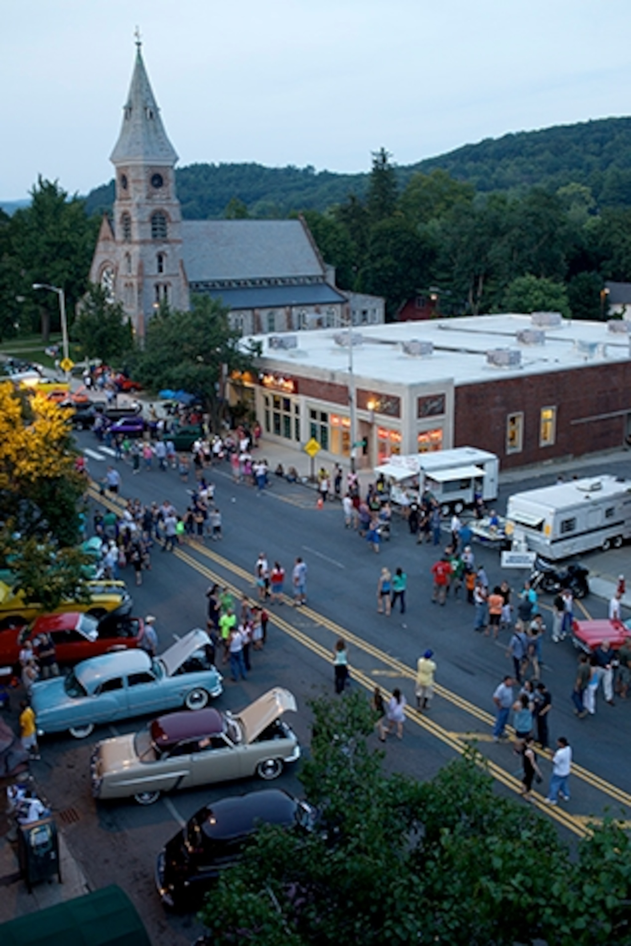 Route 7 runs through the main street in Great Barrington, and is a popular gathering spot for events such as the antique auto show. (Photograph by Jodi Hilton)