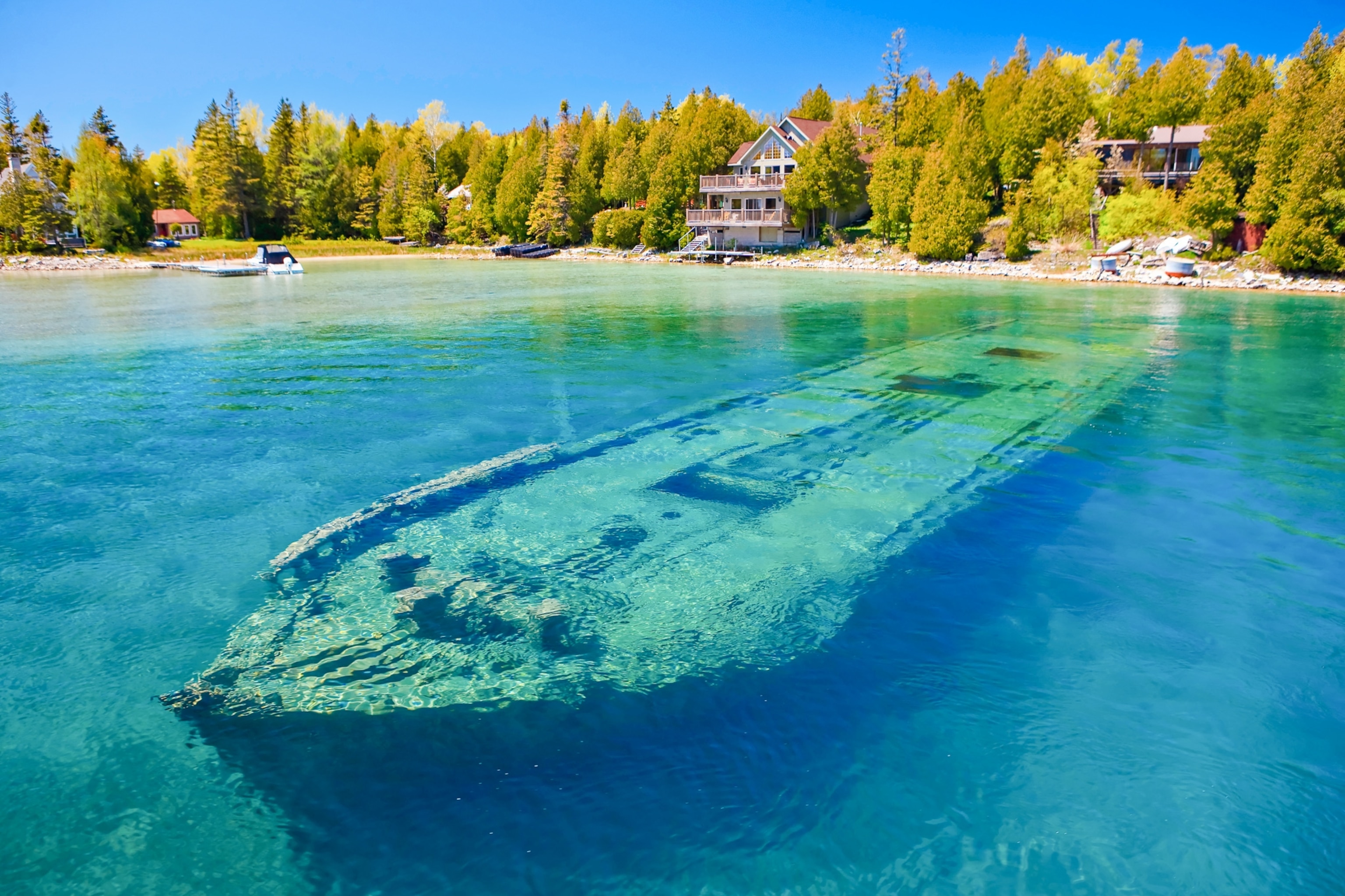 the Sweepstakes shipwreck in Big Tub Harbour, Fathom Five National Marine Park, Ontario