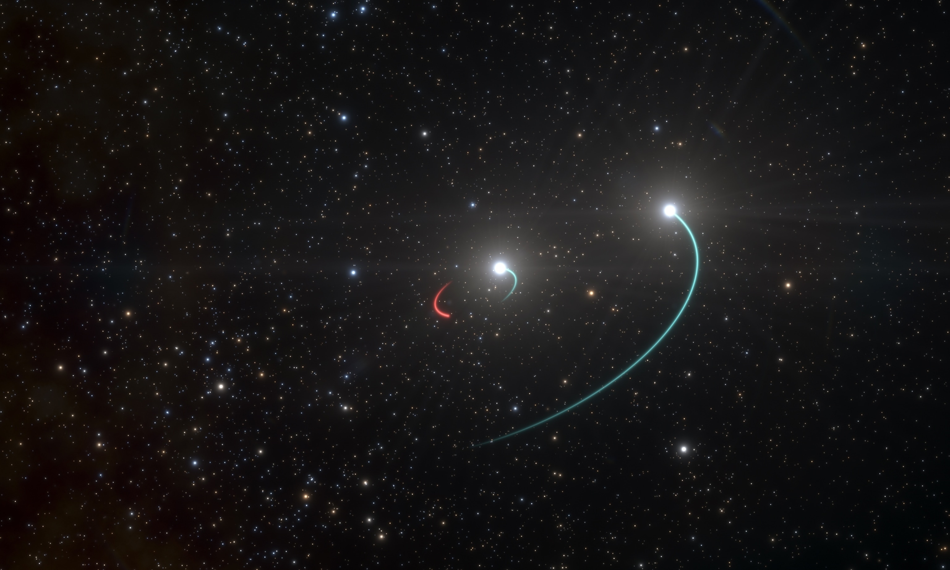 Artist’s impression of the triple system with the closest black hole