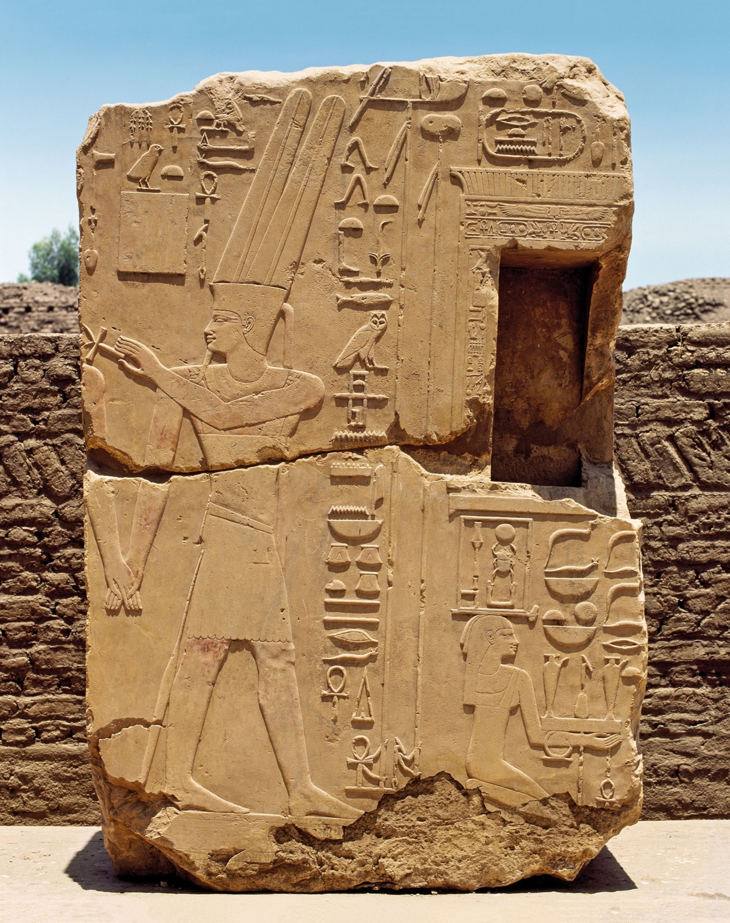 a lintel from the Temple of Amun-Re at Karnak depicting Amenhotep I