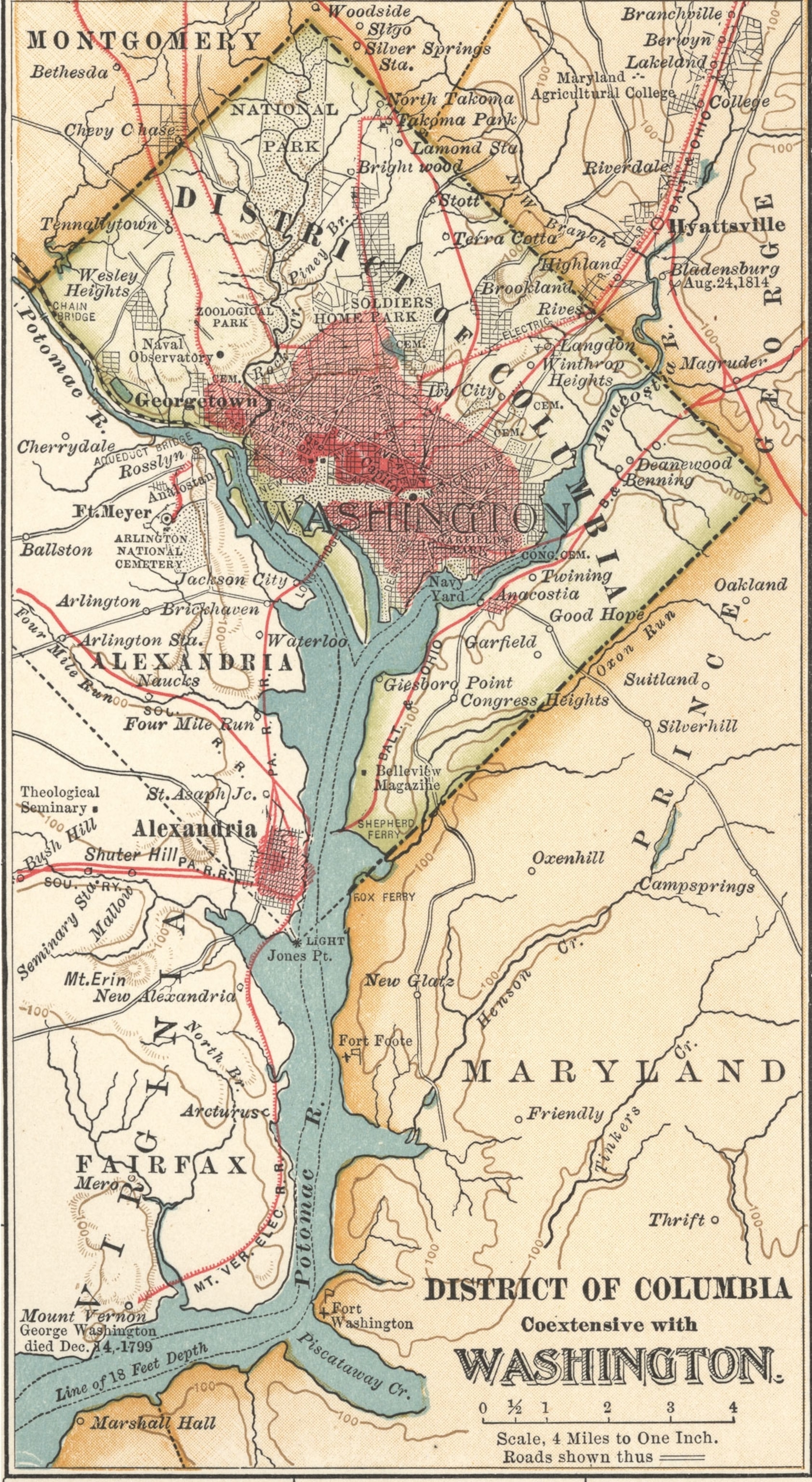 A vintage map of the District of Columbia