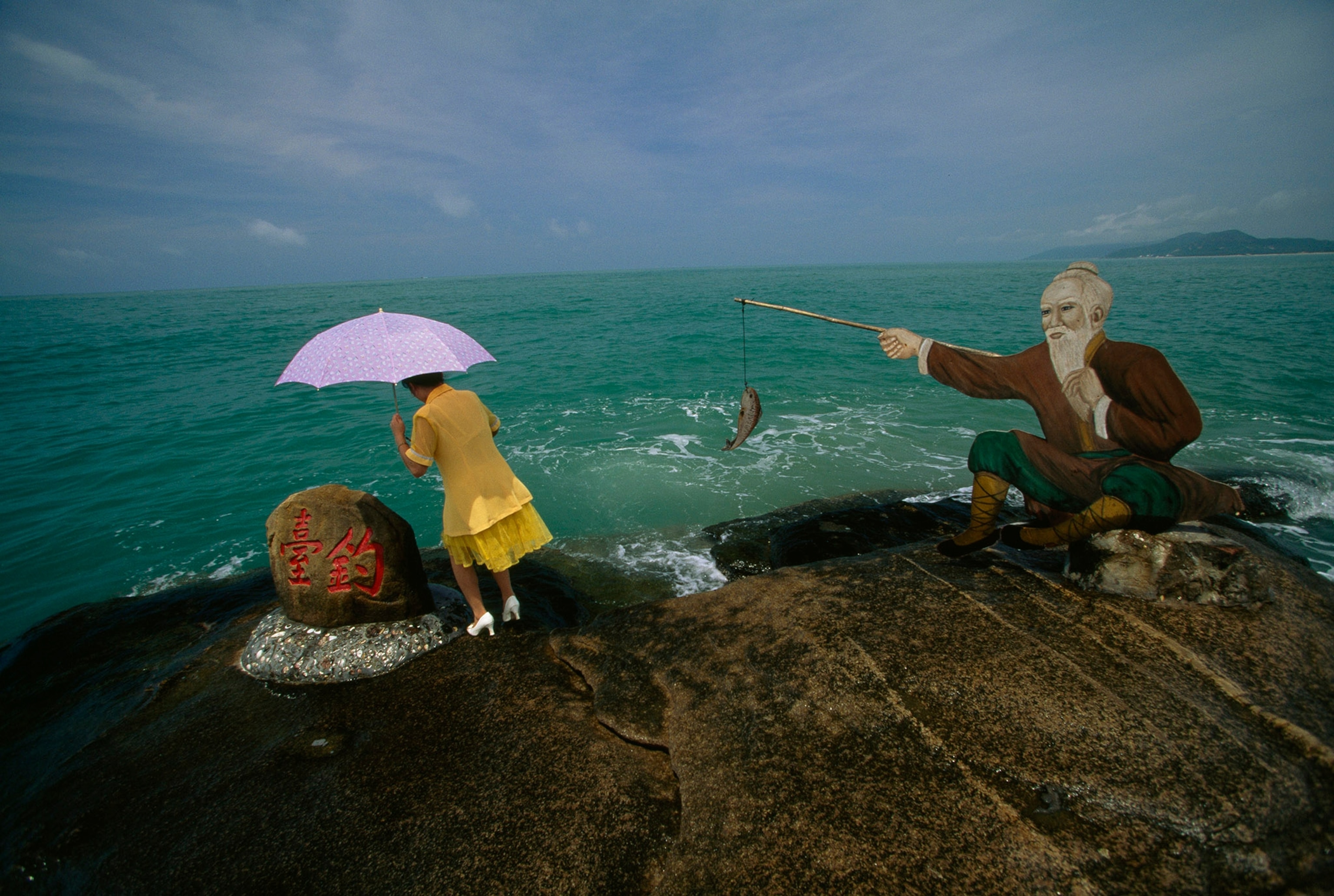 a tourist at the ocean