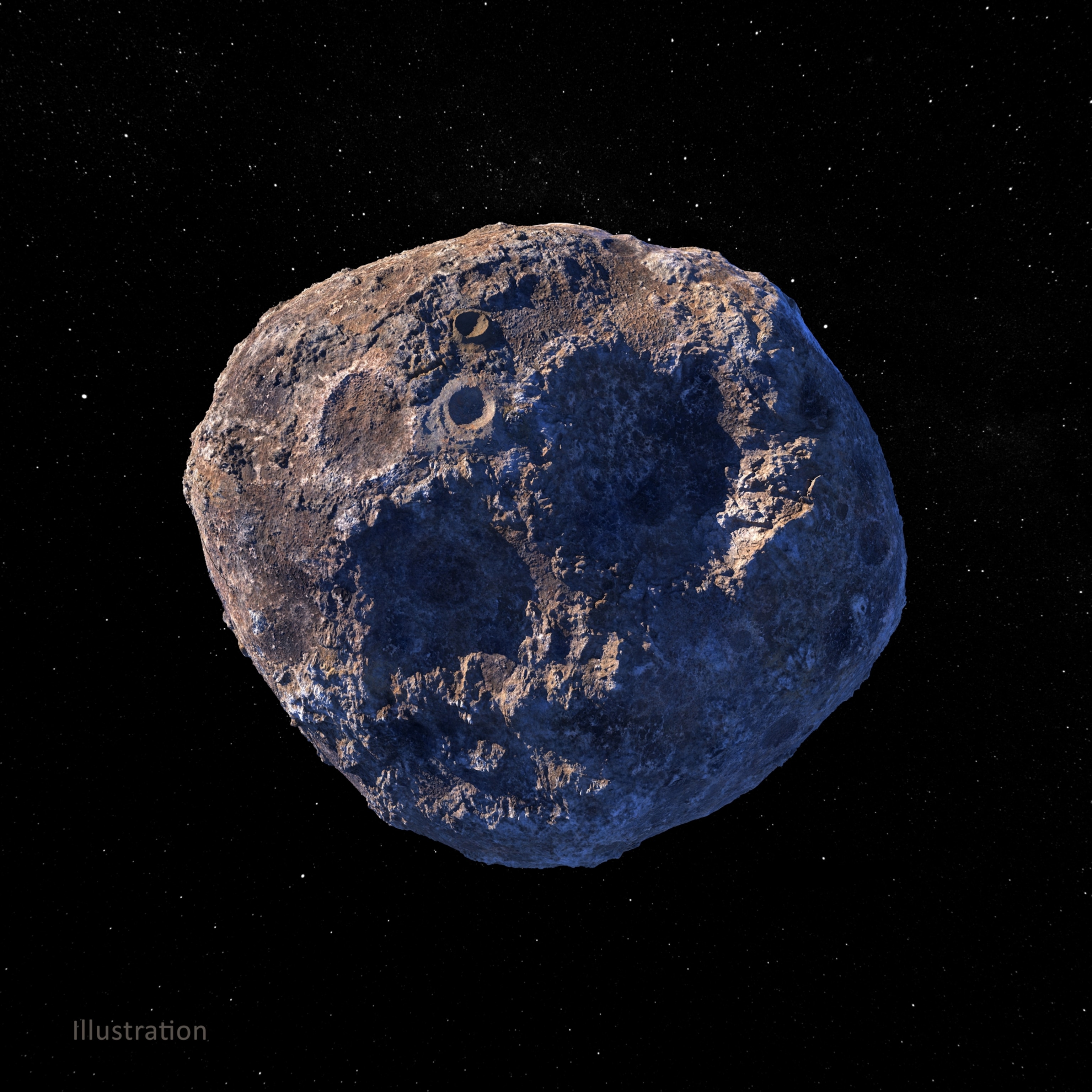 Illustration of the 140-mile-wide asteroid Psyche