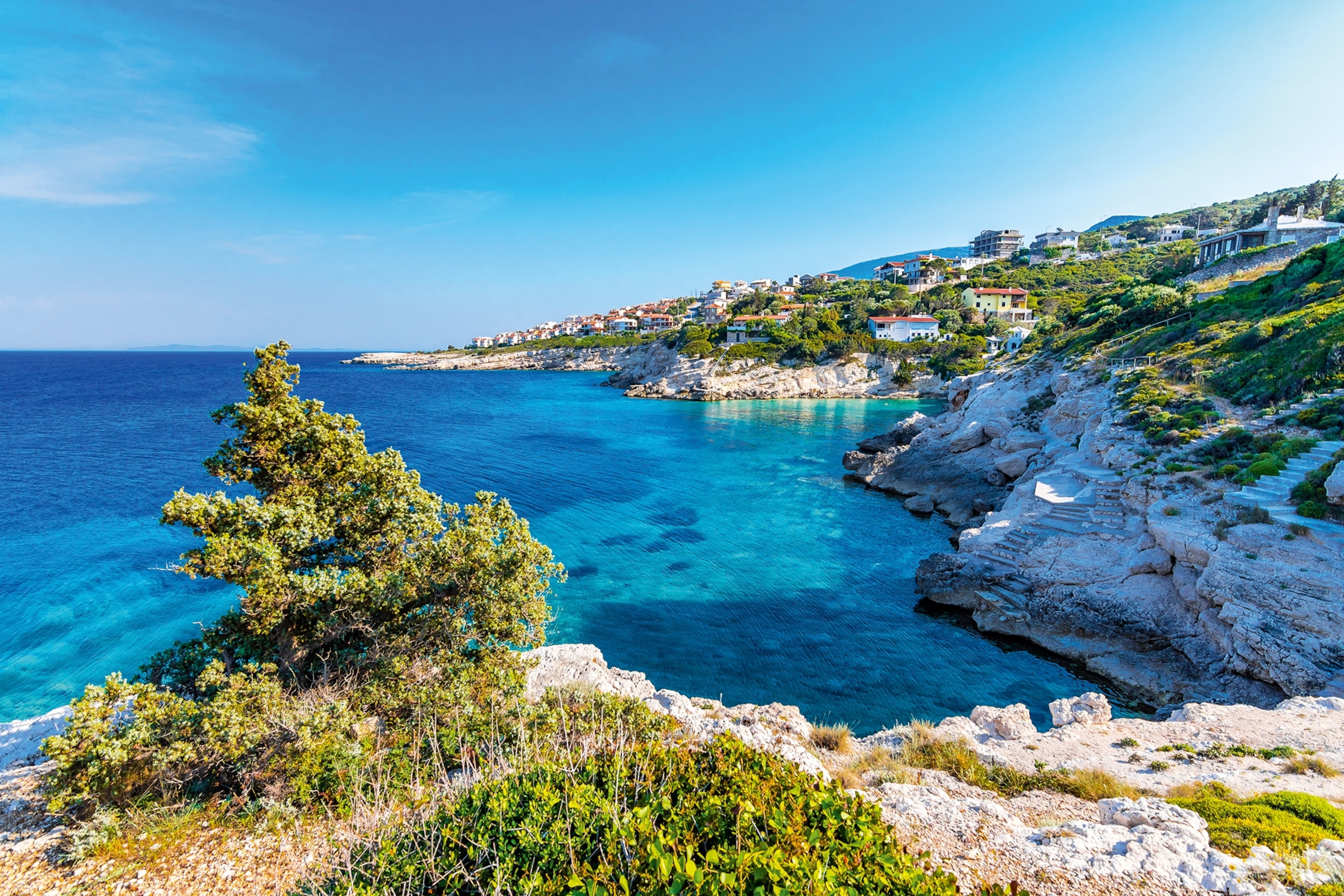 Turquoise waters of the Karaburun Bay near Izmir Province.