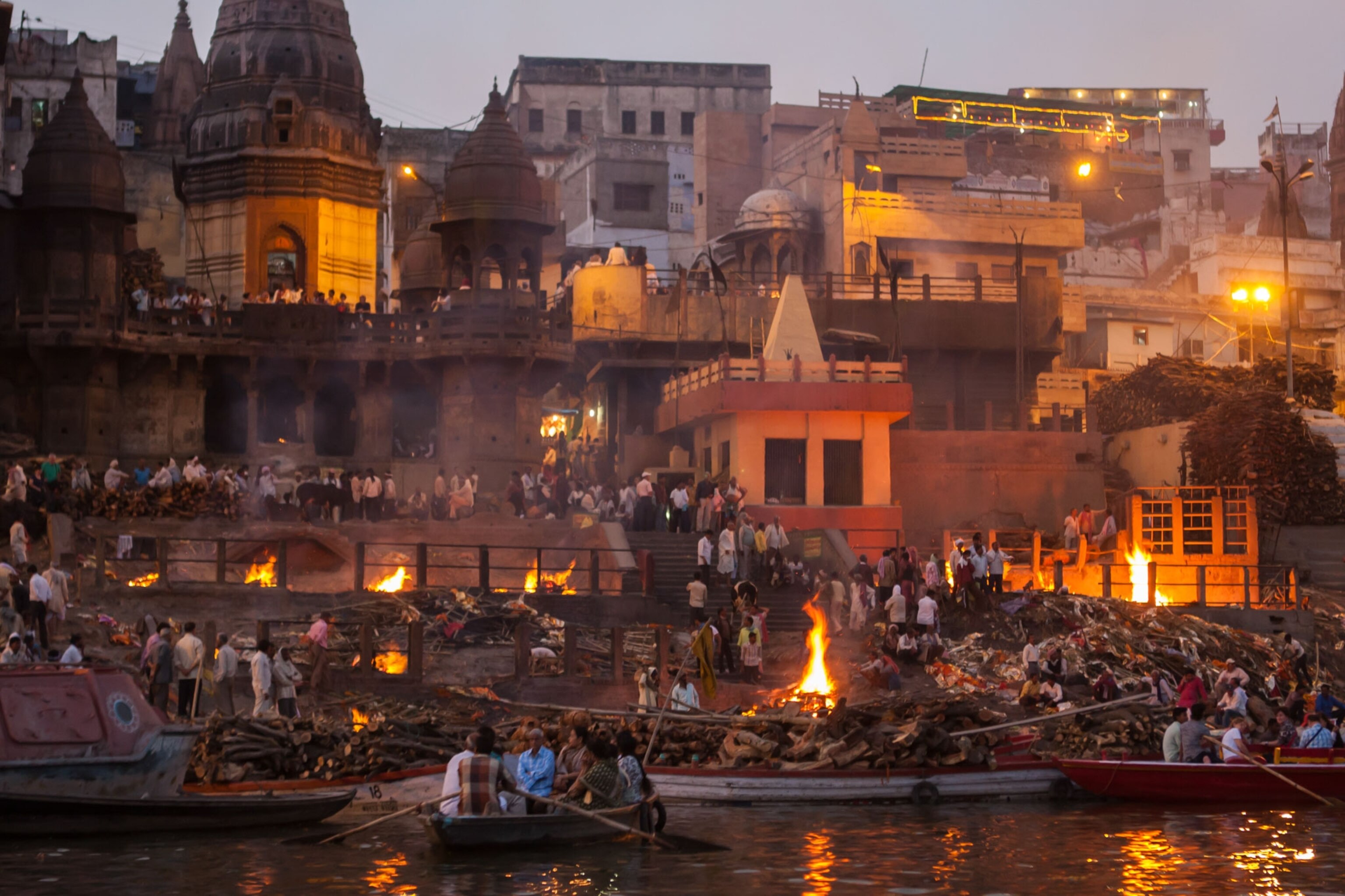 a cremation in Varanasi, India