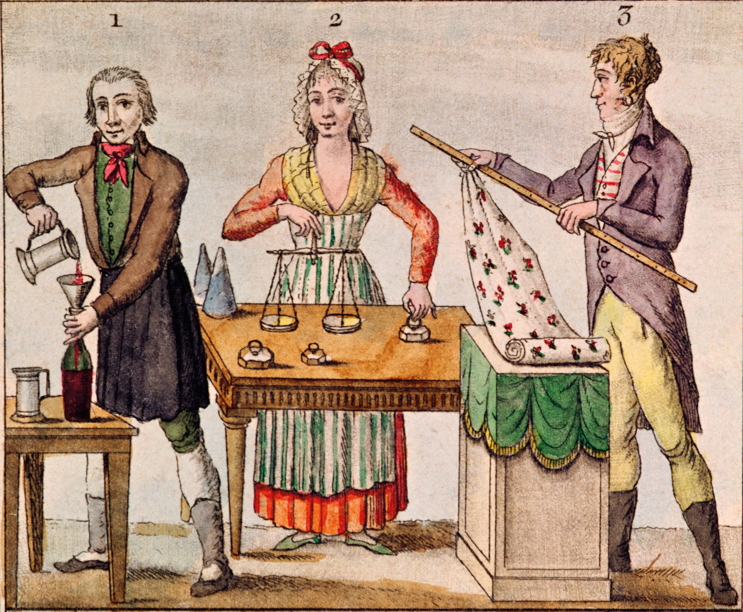 A drawing of people using measurement tools