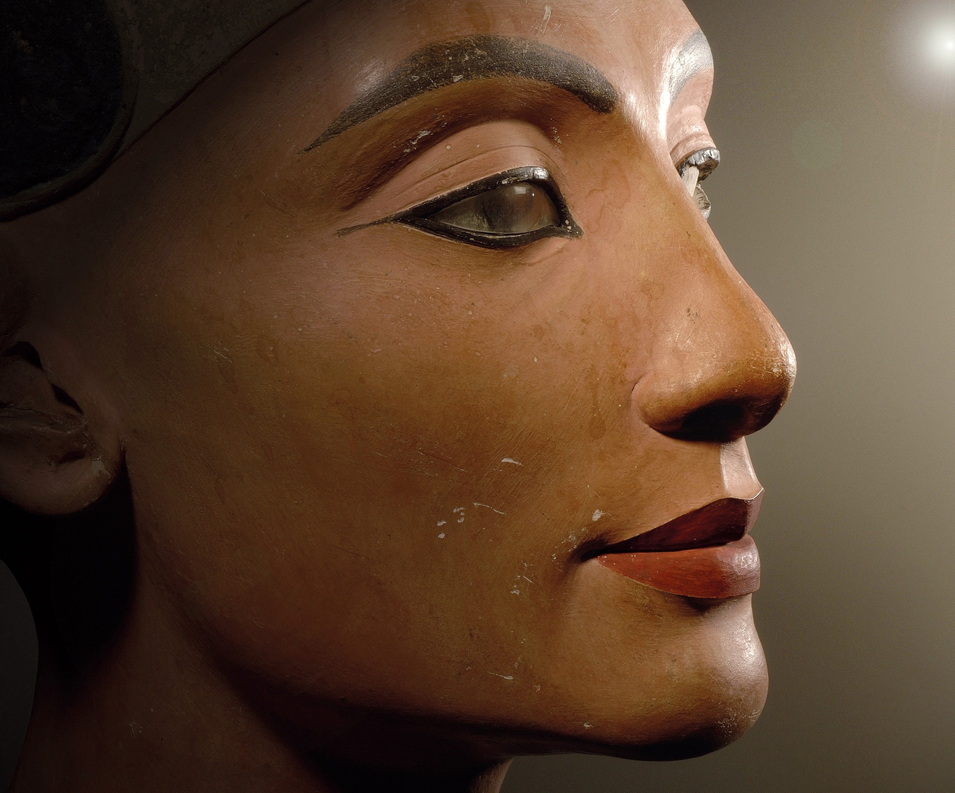 This stunning face was uncovered in Amarna by Ludwig Borchardt in 1912. It continues to captivate visitors to the Neues Museum in Berlin, where it is on display today.