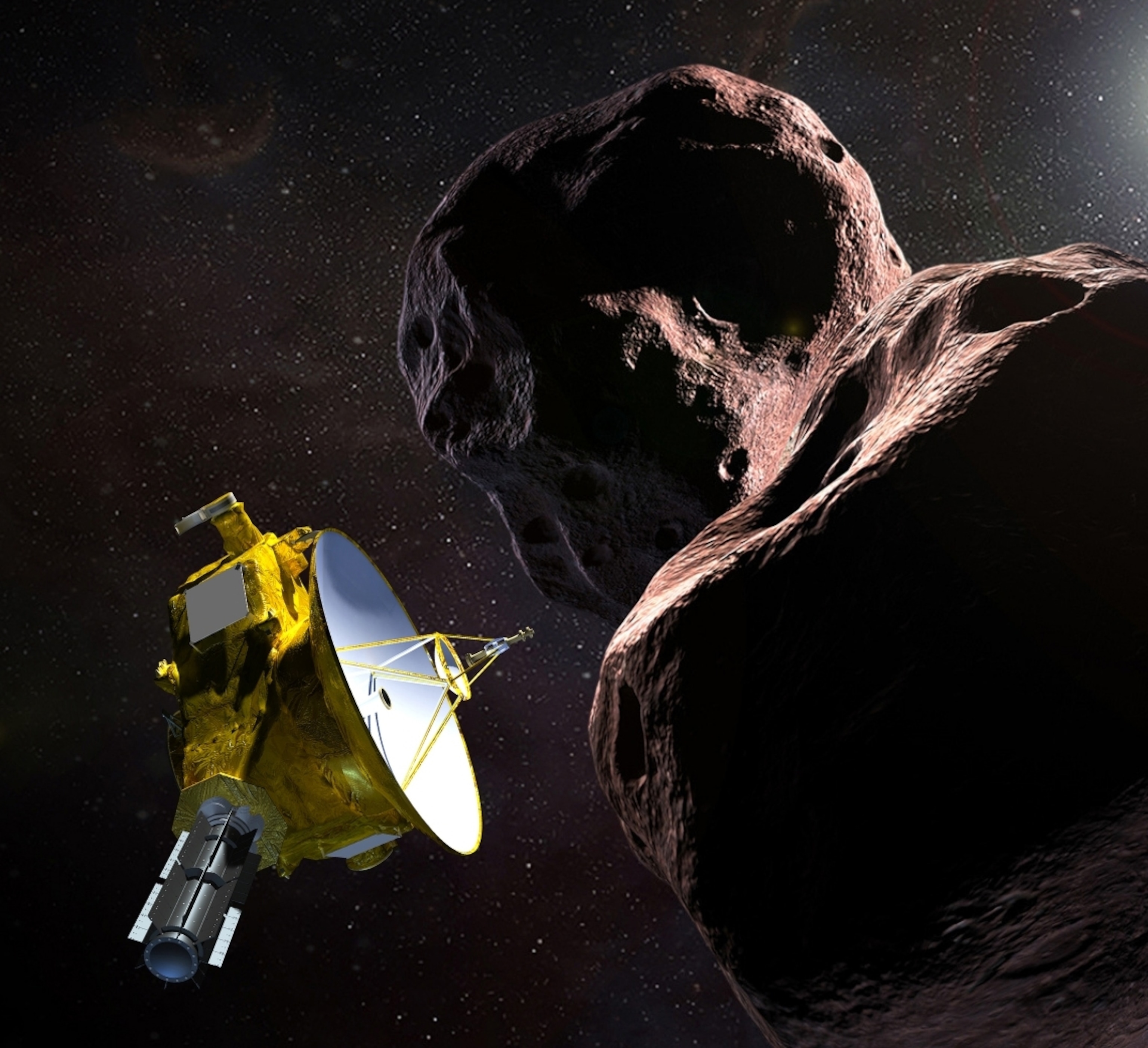 New Horizons space craft flying by Ultima Thule.