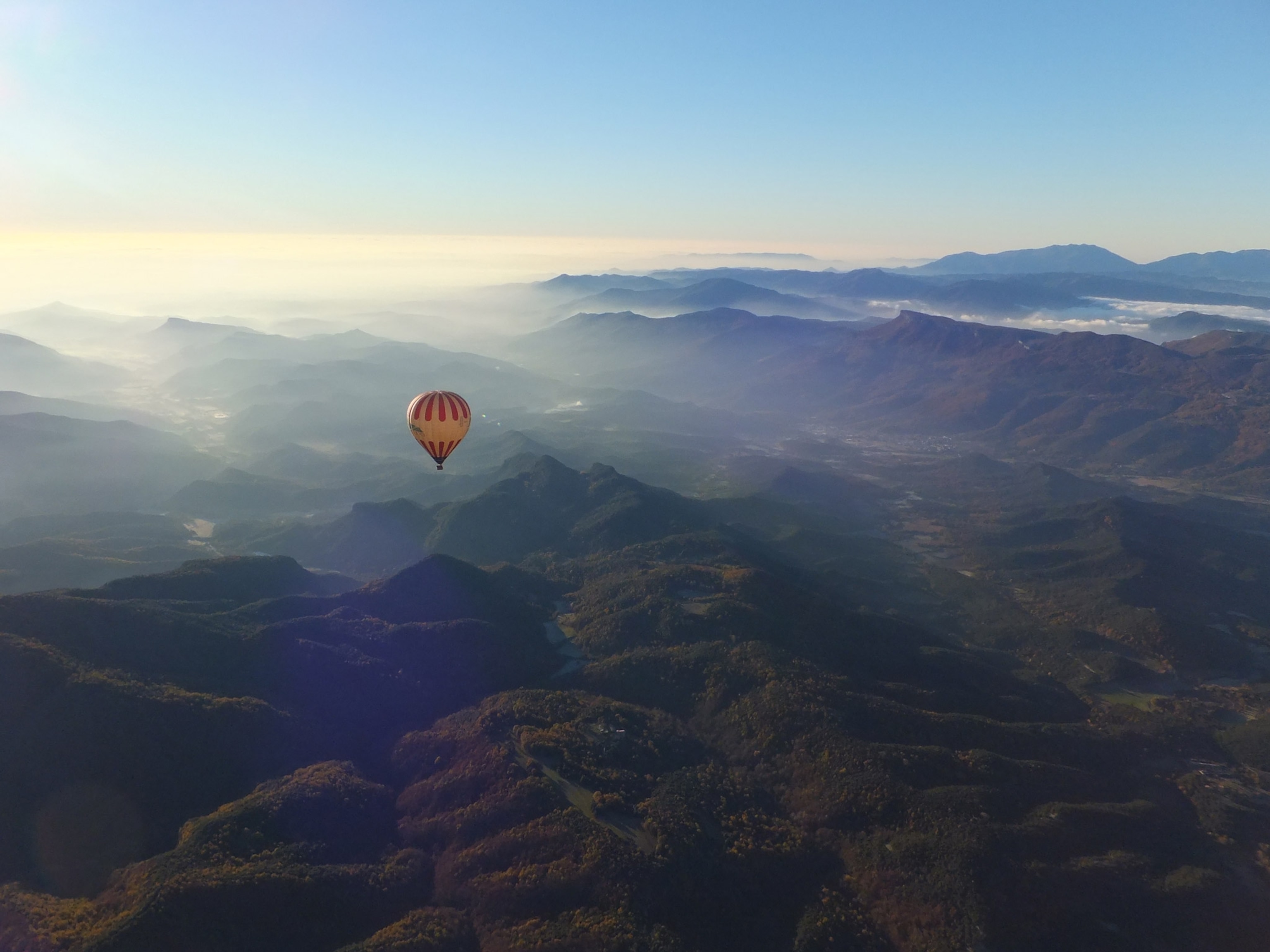 a hot air balloon ride over Garrotxa Natural Park in Catalonia
