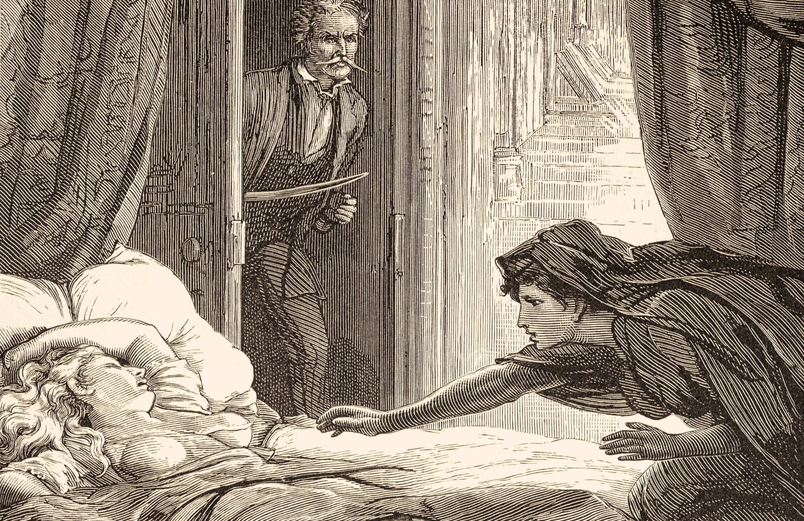 an engraving from J.S. le Fanu's vampire story, "Carmilla"