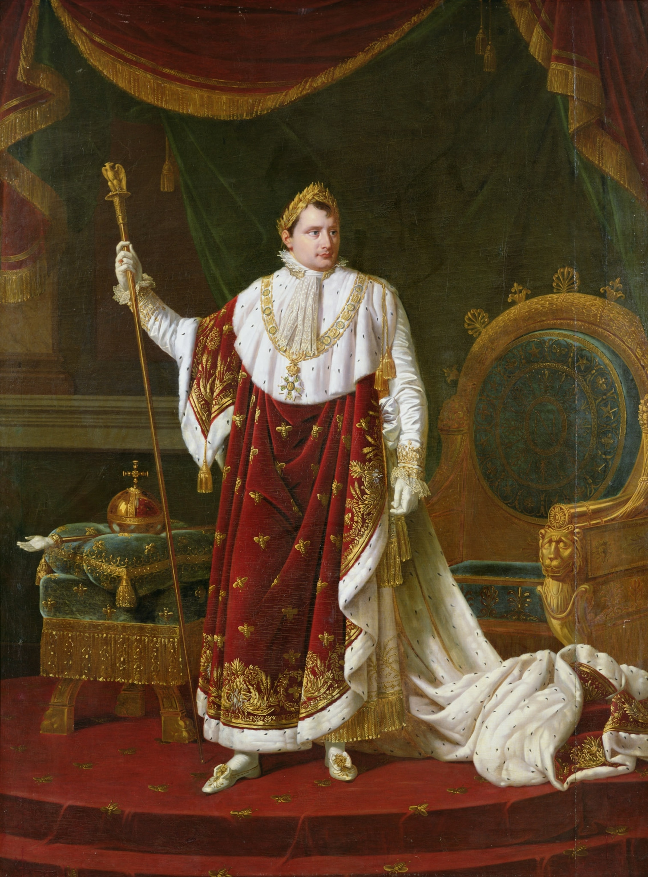 A painting of Naopleon in red corinatin ropes.