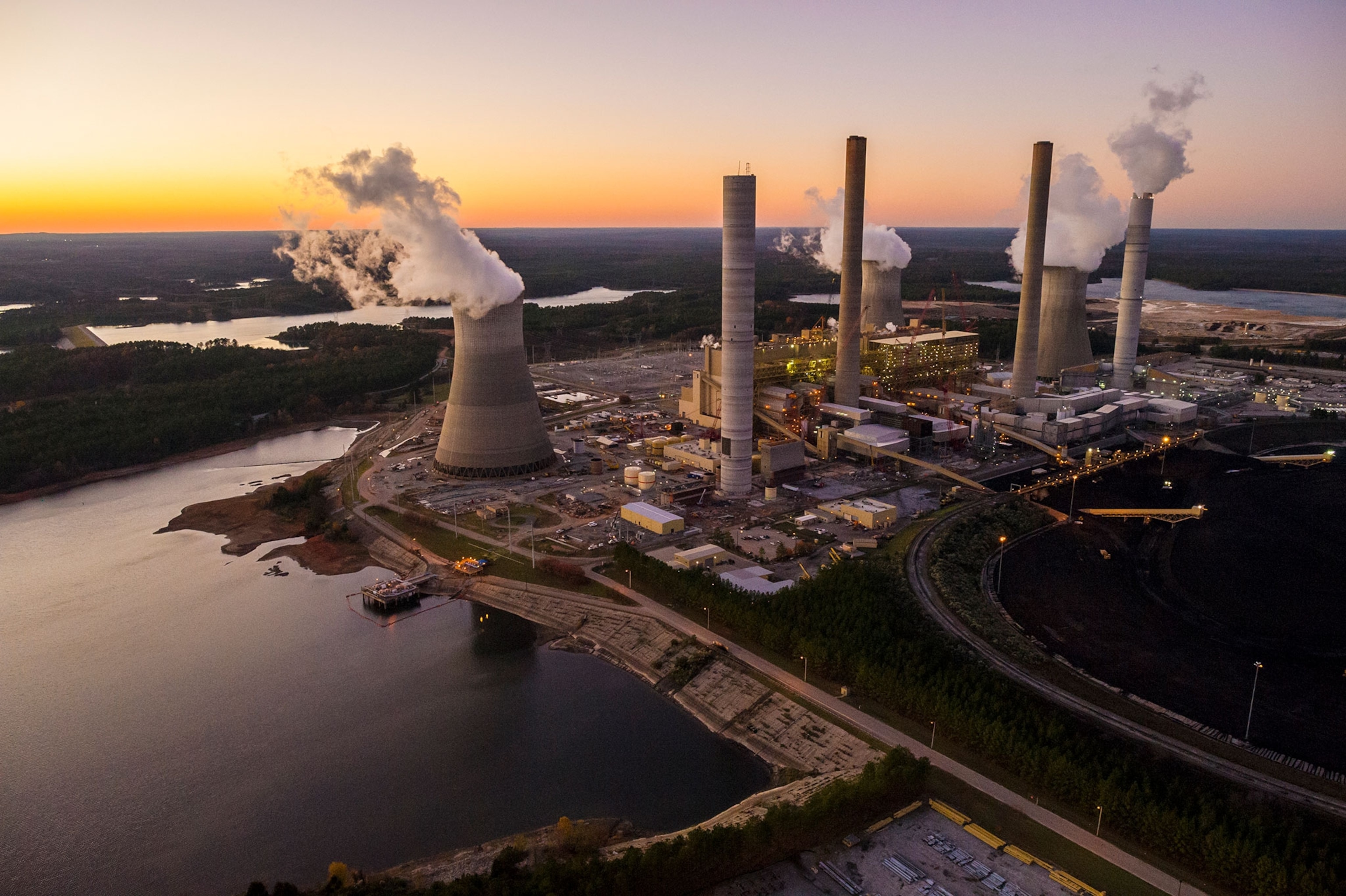 a power plant releasing gases