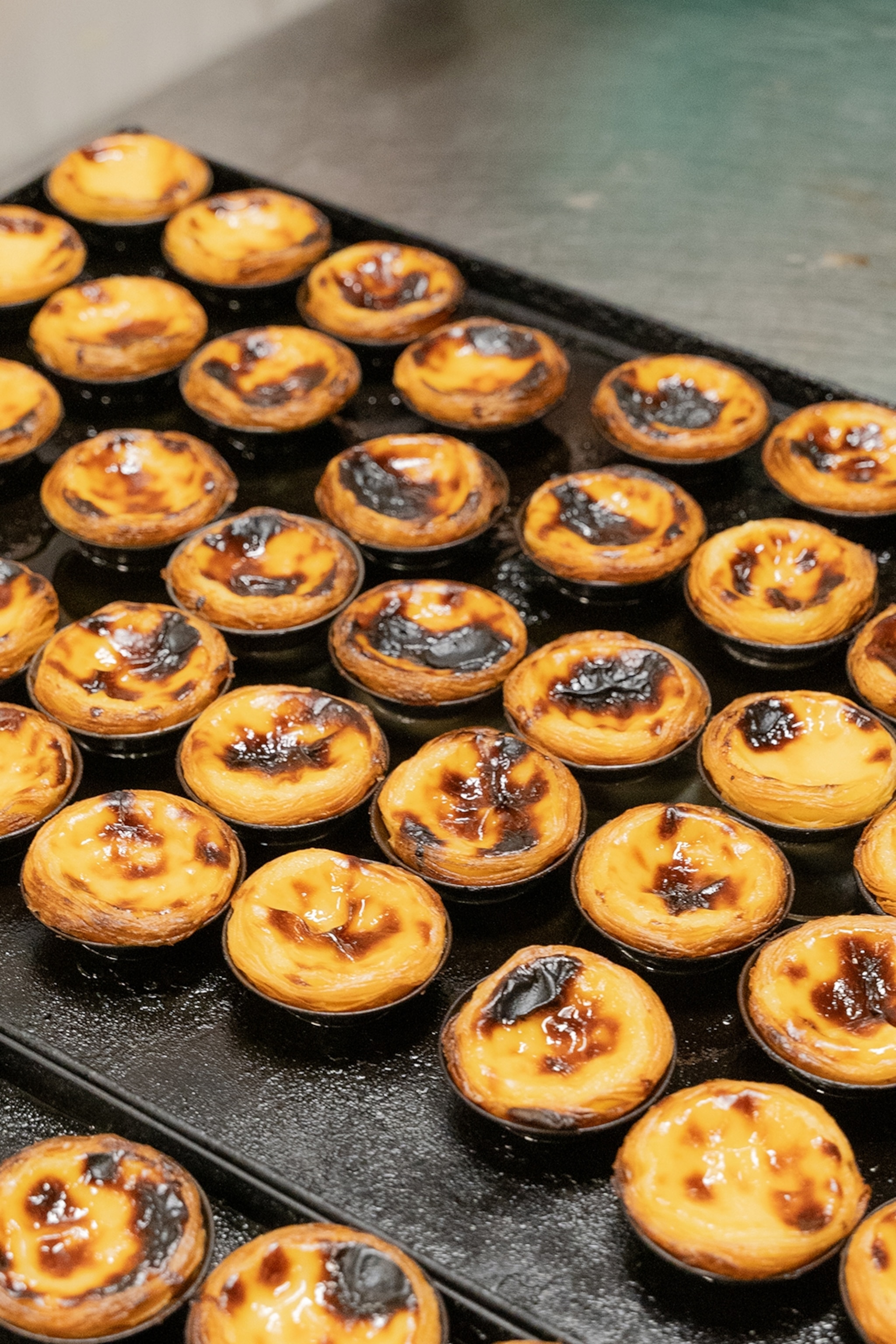 Tray of pastries lined up symmetrically