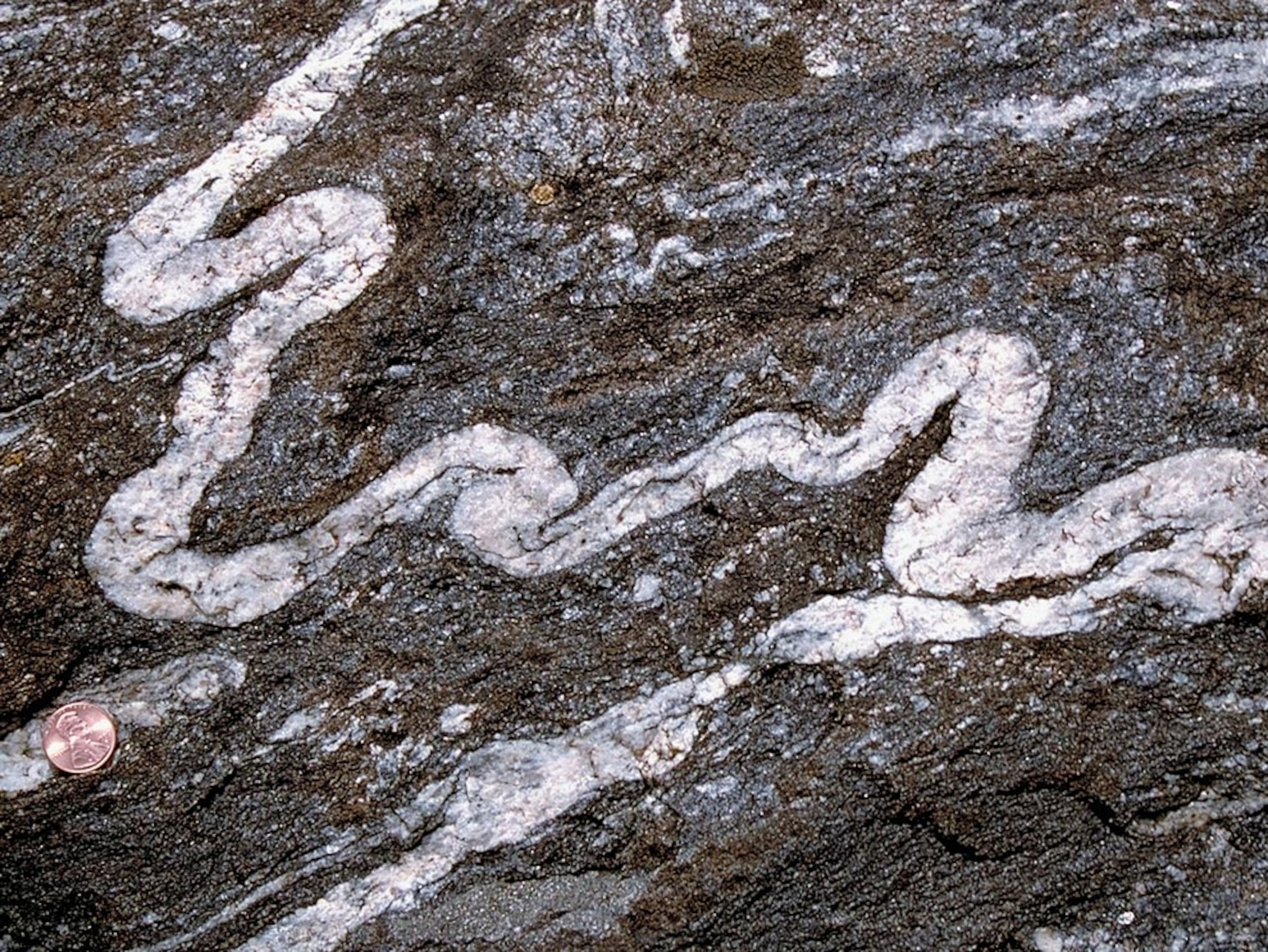 Snaking white rock