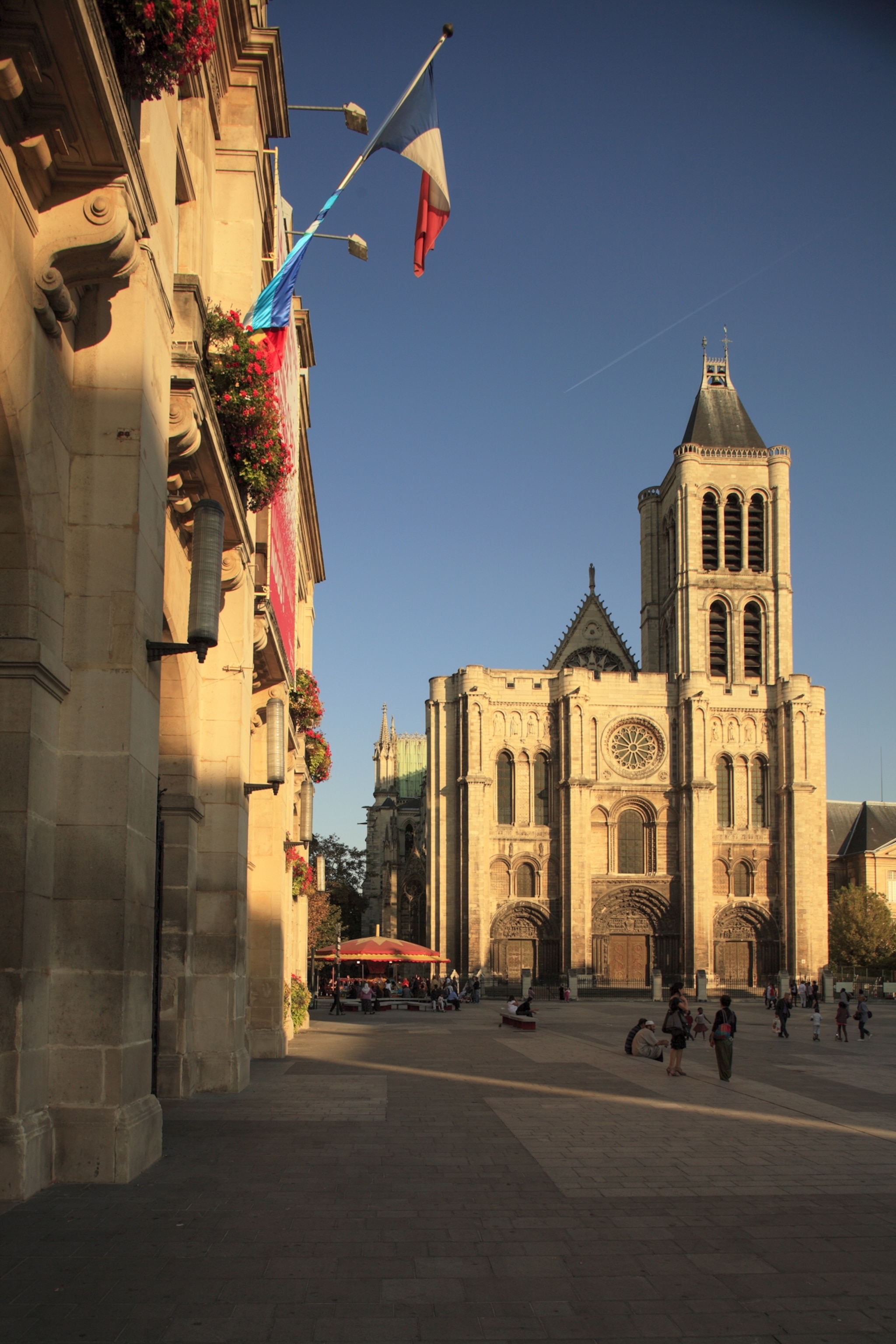 Basilica of Saint Denis with the town hall