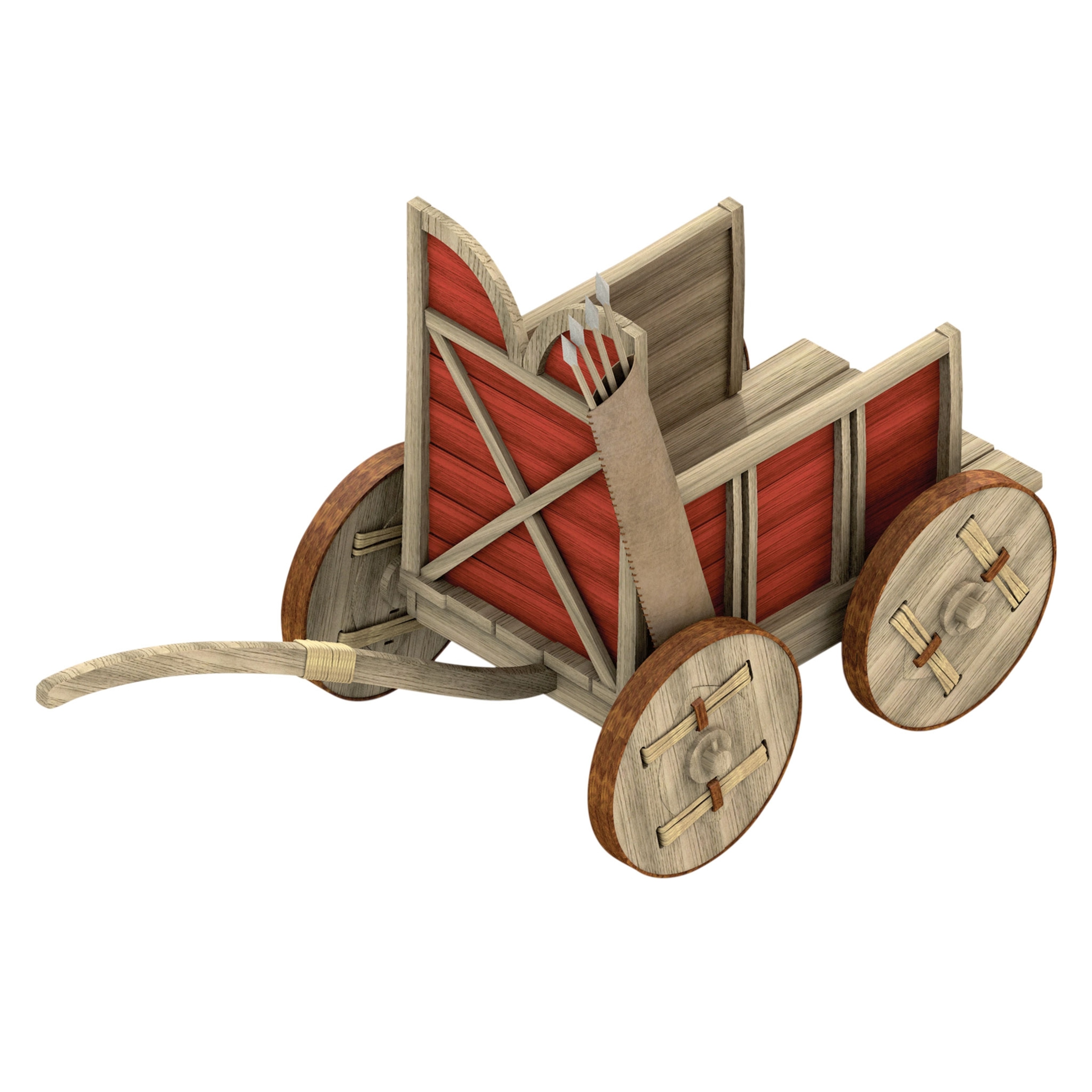 a red boxy chariot
