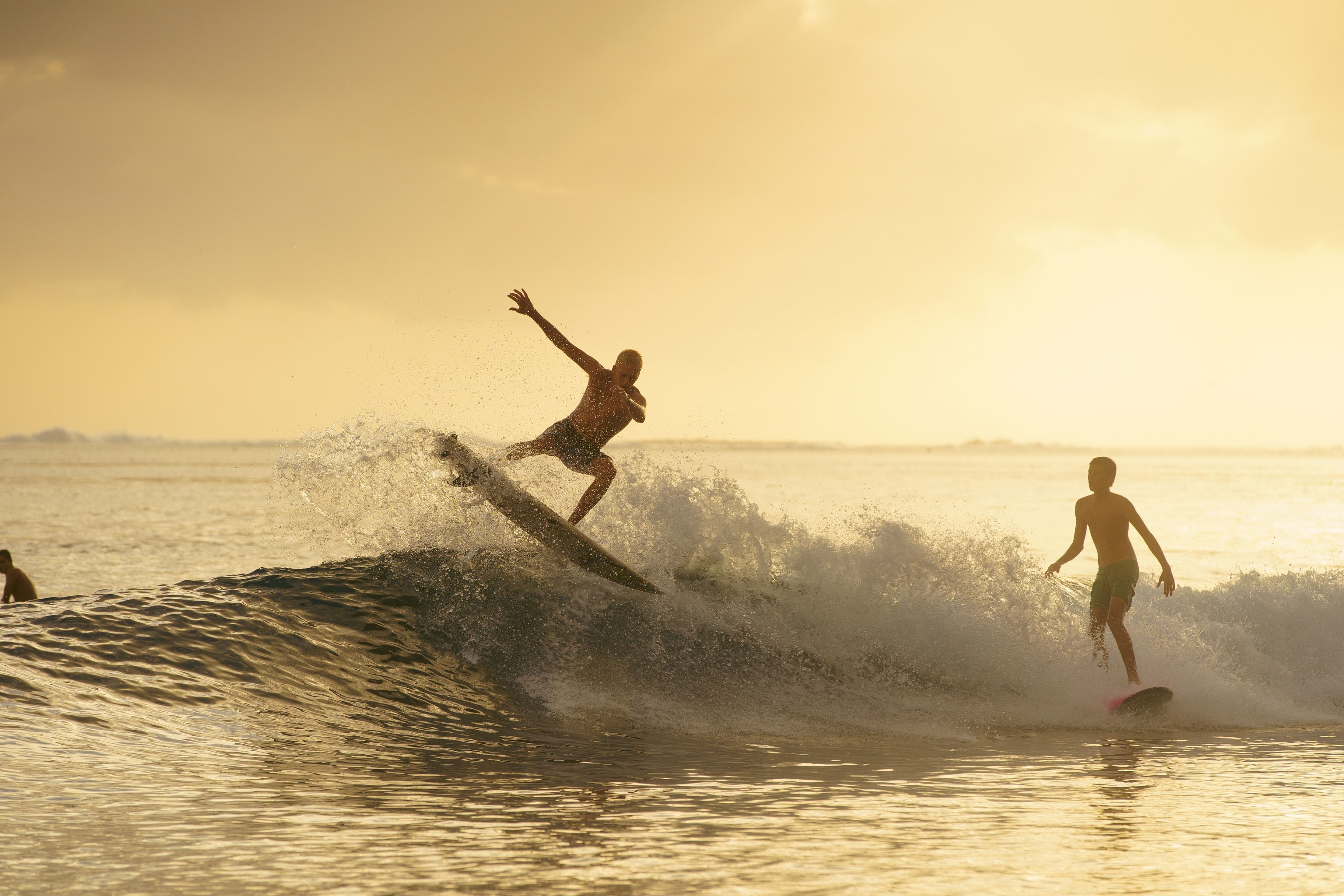 Young people surfing