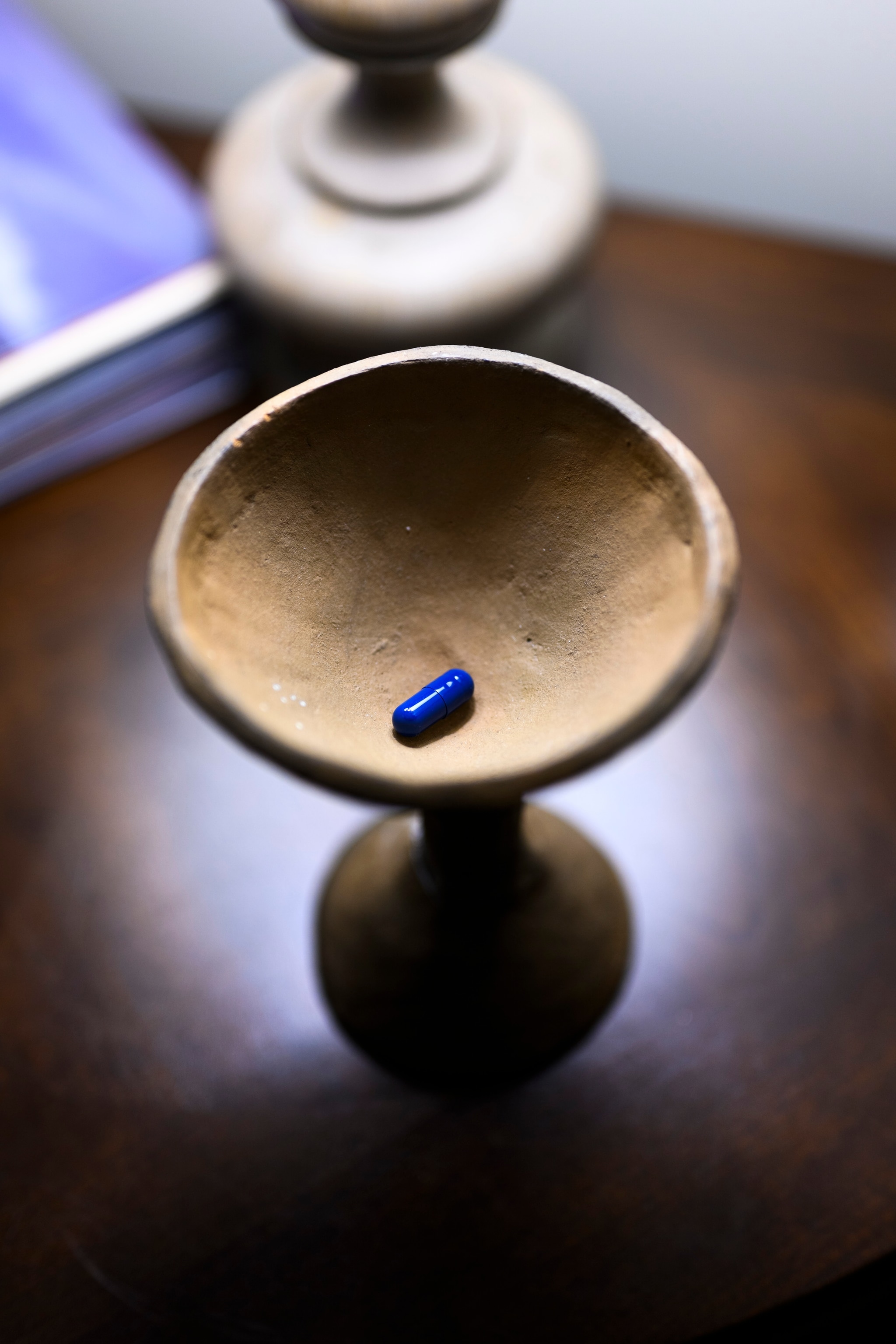 A dose of psilocybin in a ceremonial chalice at Johns Hopkins Bayview Medical Center in Baltimore